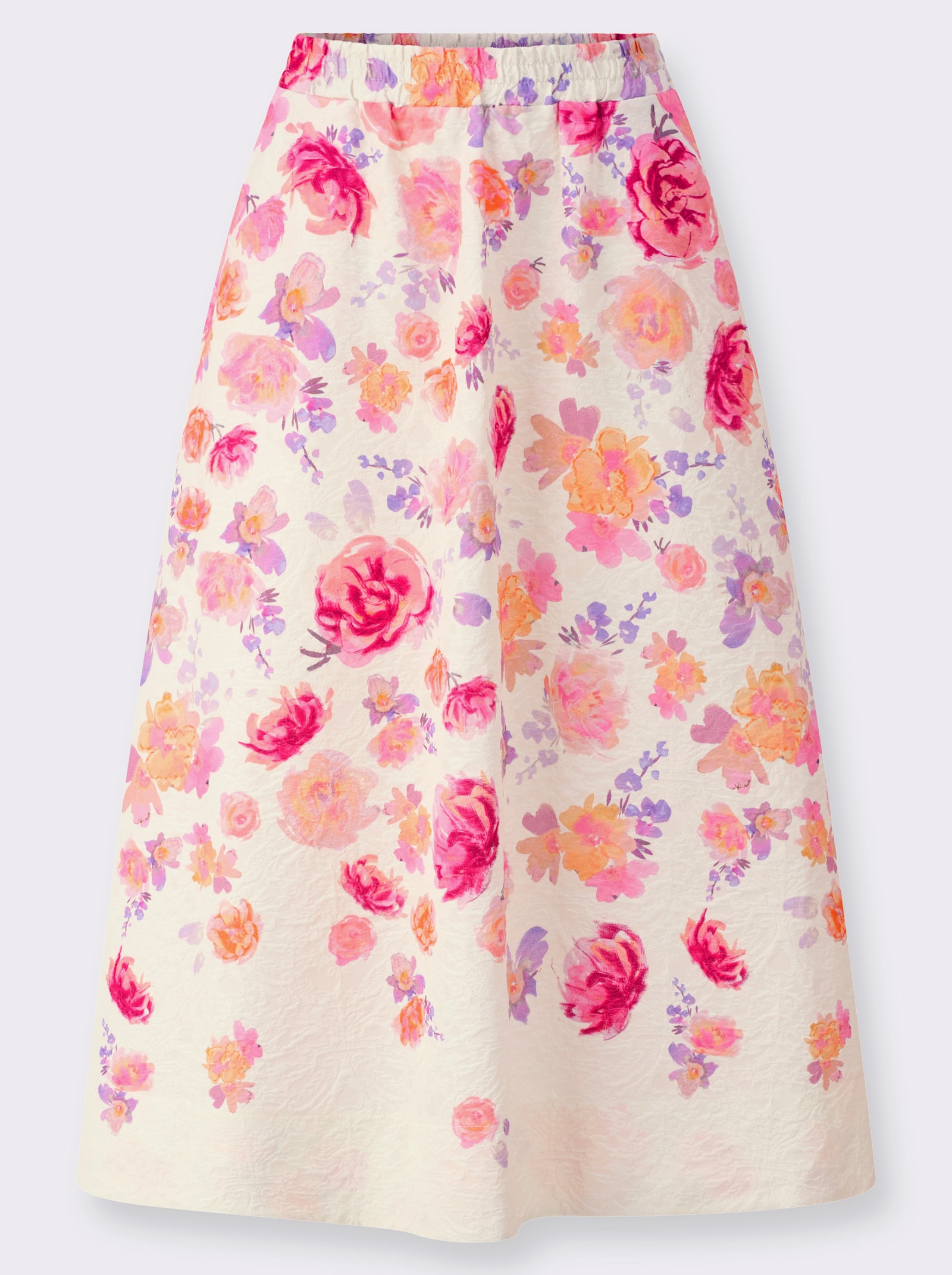 heine Webrock mit floralem Druck - champagner-altrosa-bedruckt