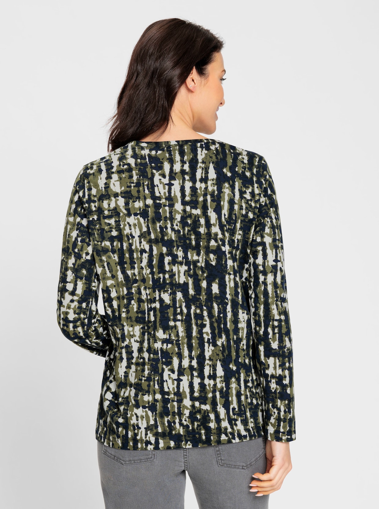 Print-Shirt - oliv-bedruckt