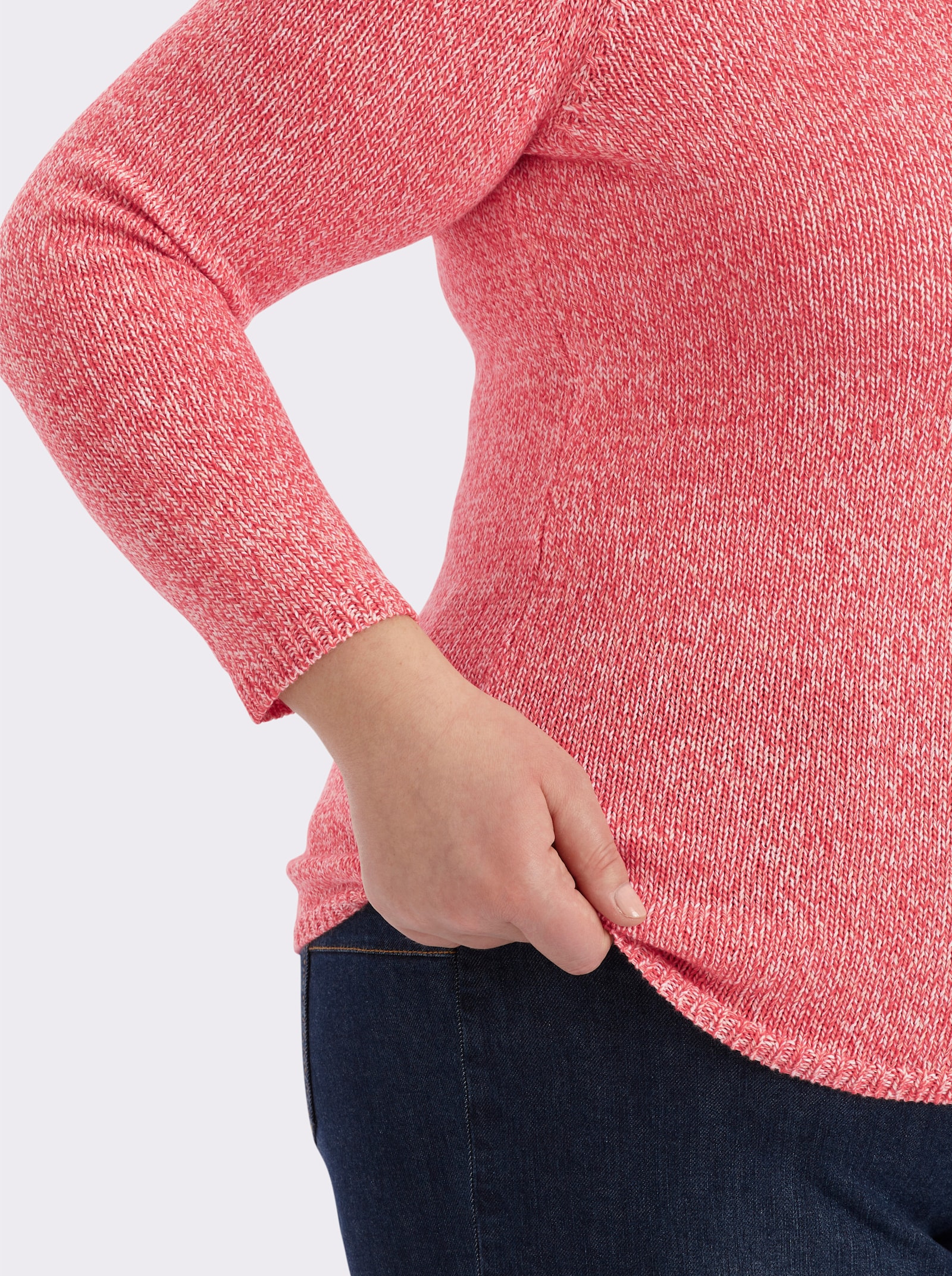 Strickpullover aus Melangegarn - koralle-meliert