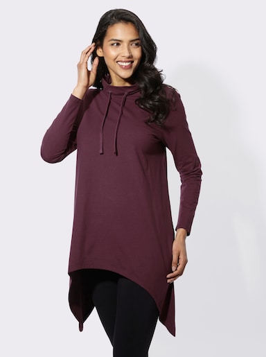 Longshirt mit zipfeligem Saum - burgund
