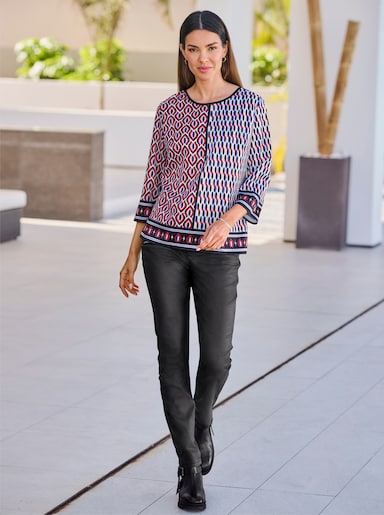 heine Blouse met print van satijn - zwart/kers geprint