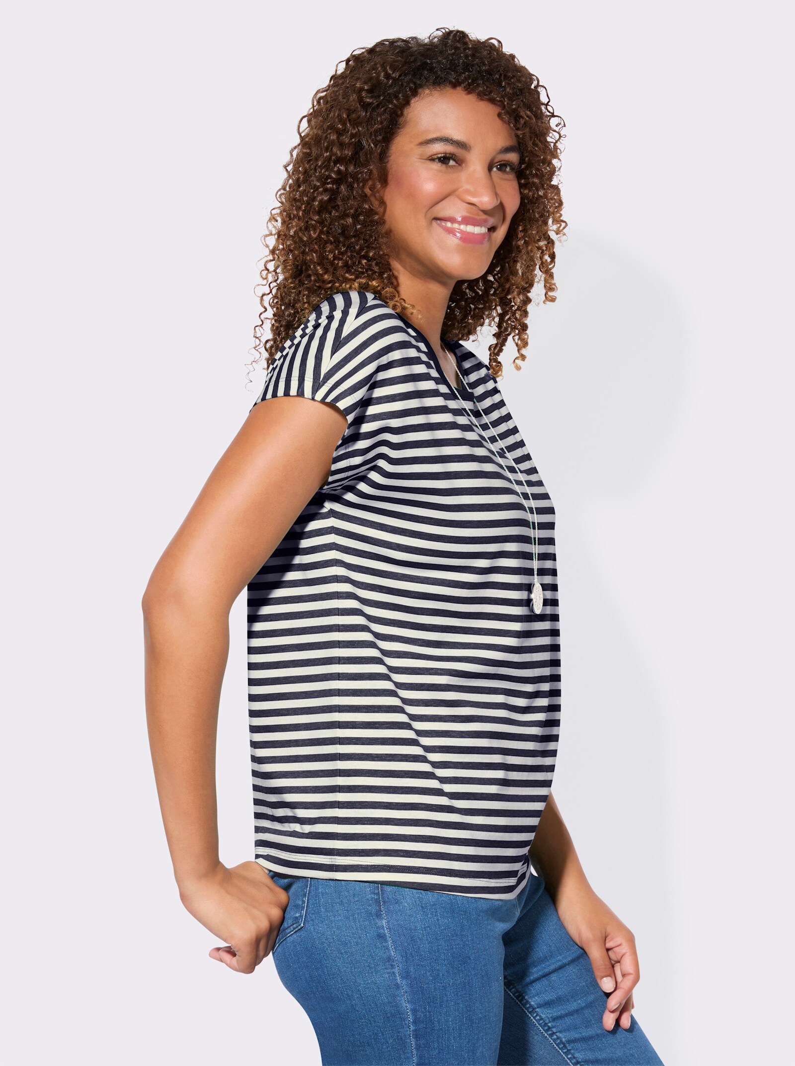 Shirt-Set mit überschnittenen Schultern - marine