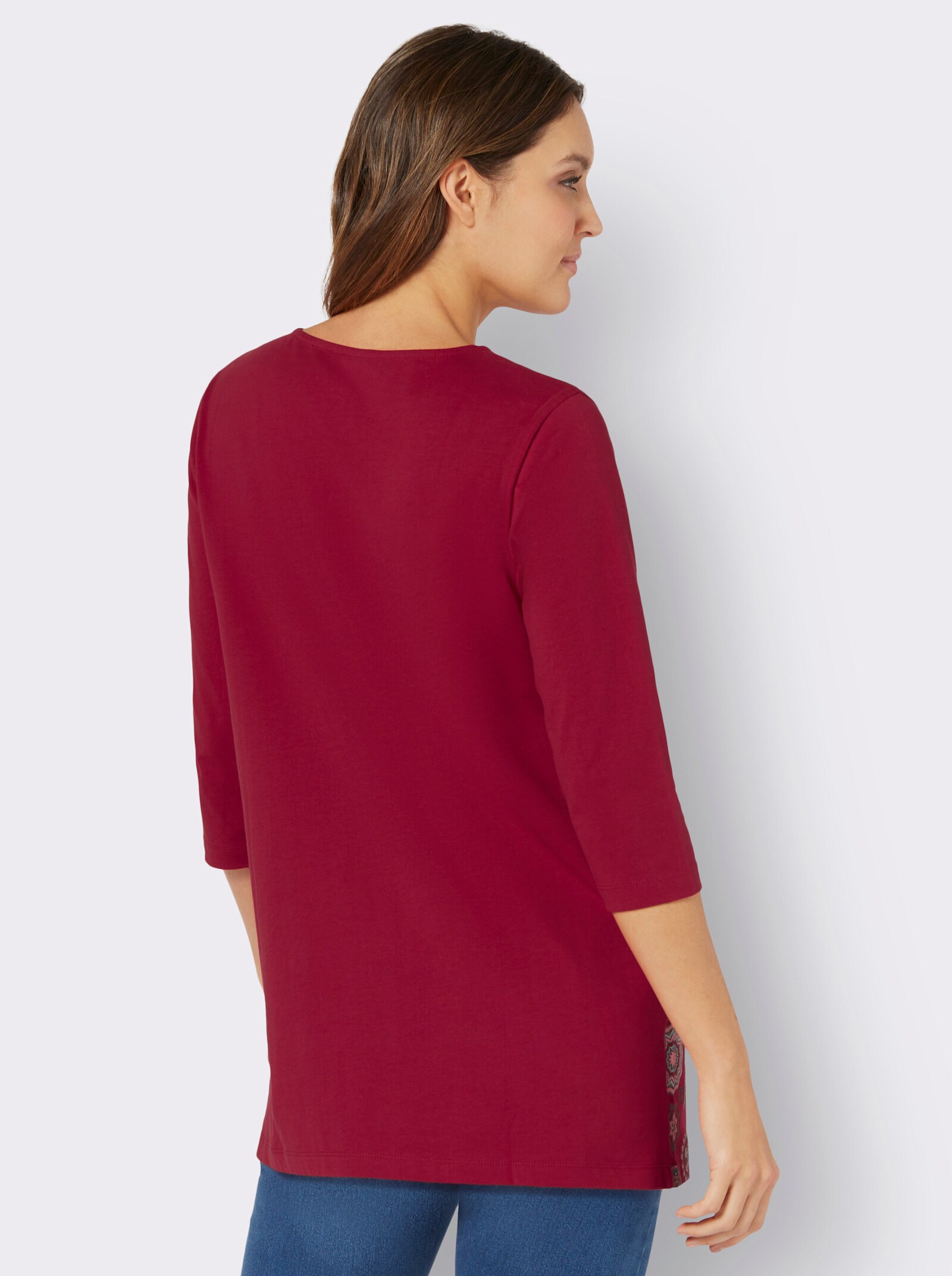 Topp med trekvartsärmar - körsbär-flamingo