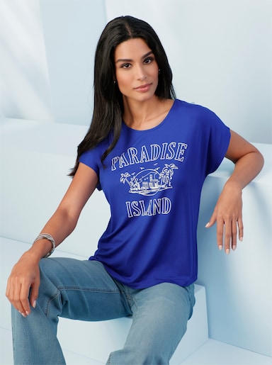 heine Kurzarmshirt mit Druck - royalblau