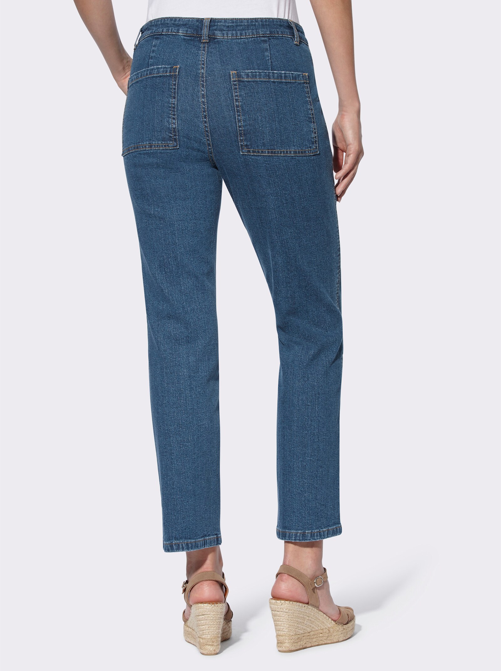heine Gerade Jeans mit Ziernähten - blue-stone-washed