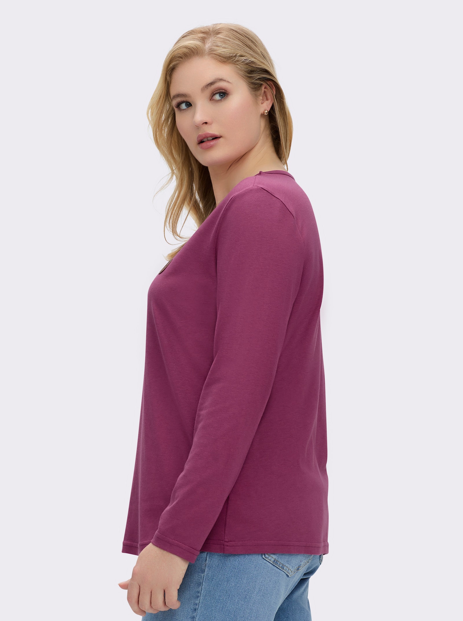 Langarmshirt mit V-Ausschnitt - erika