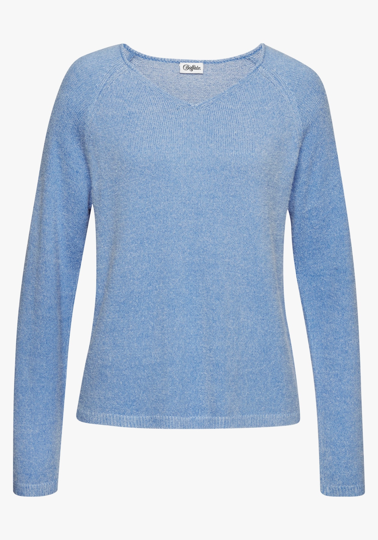 Buffalo V-Ausschnitt-Pullover - blau meliert