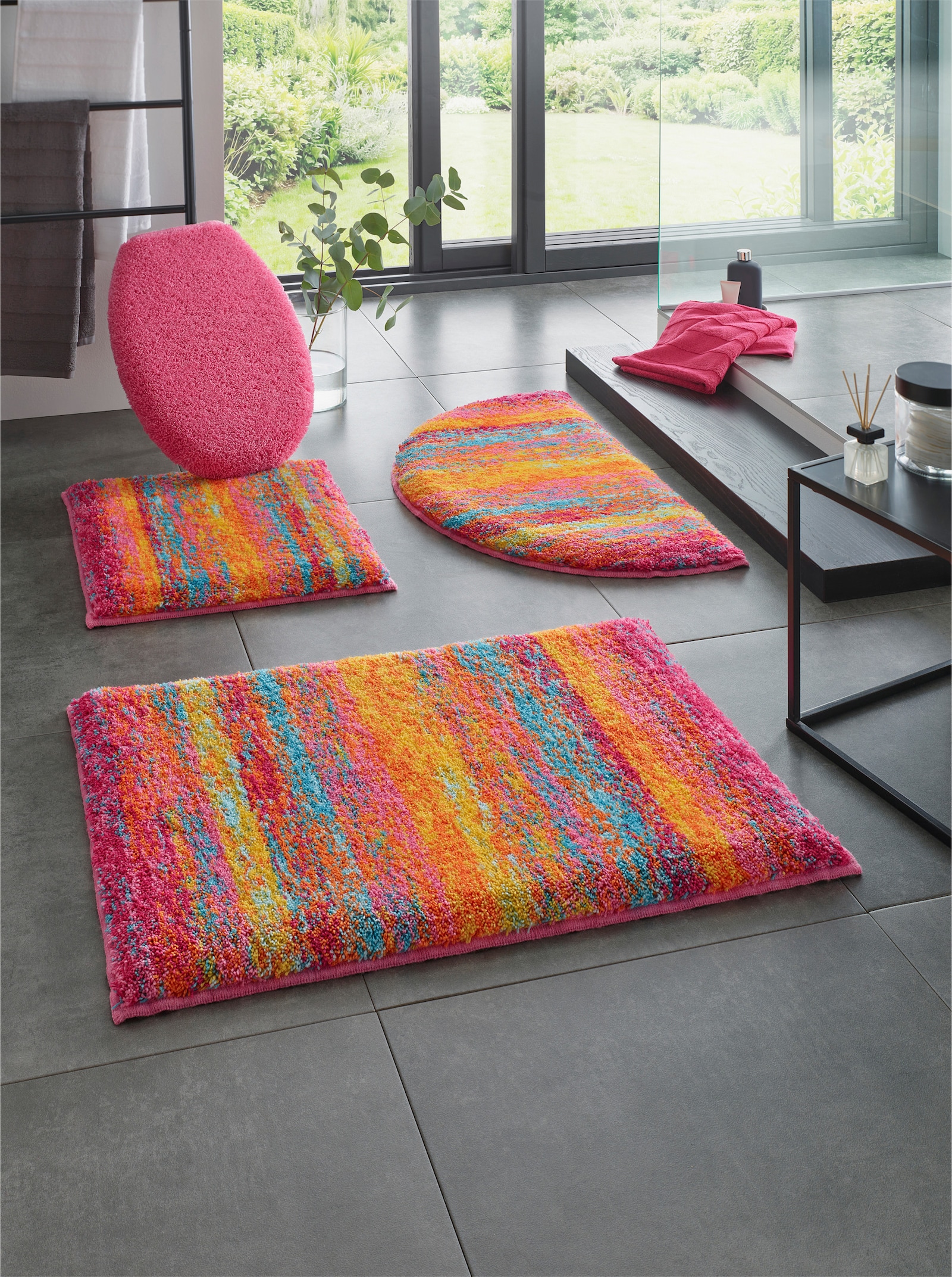 Grund Badematte - pink-gemustert