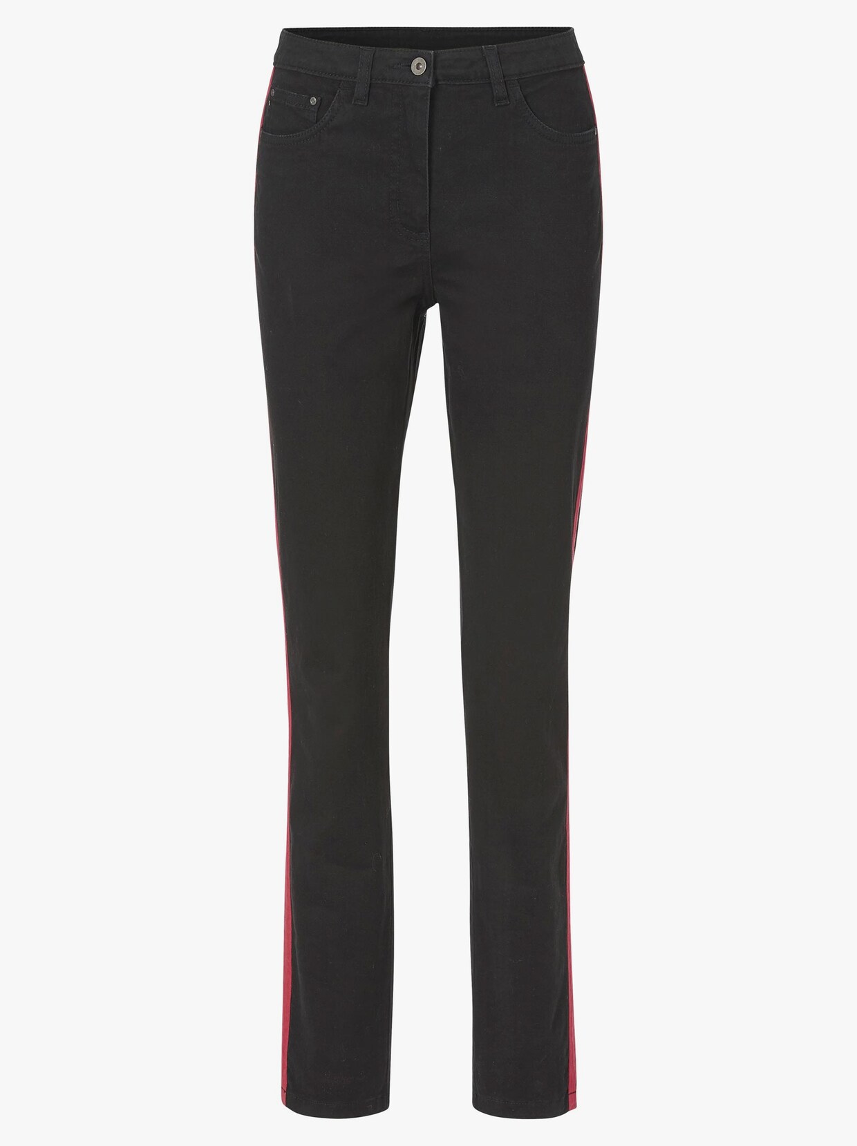 5-Pocket-Jeans - schwarz-rot