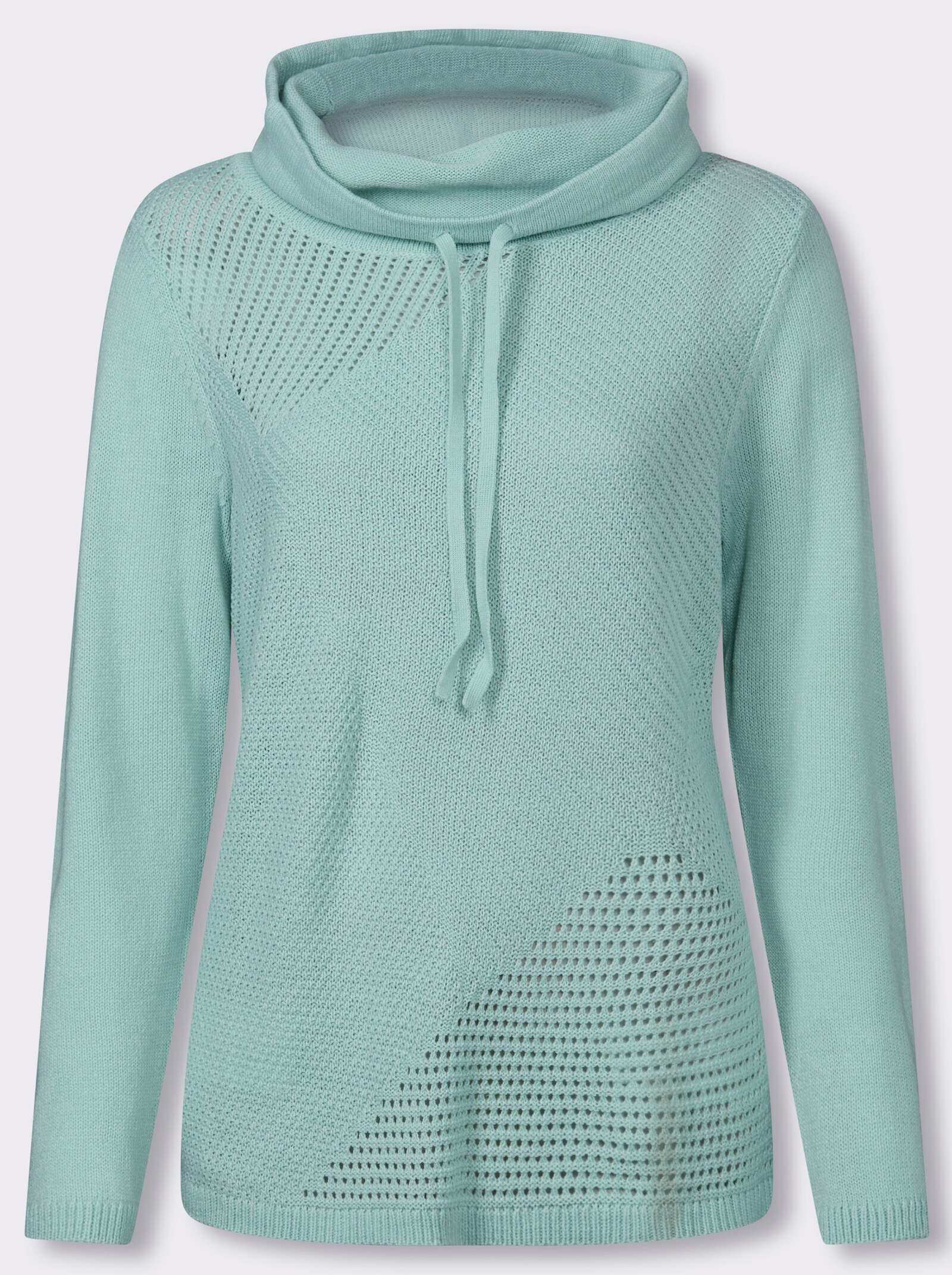 Stehkragenpullover mit Strickmuster im Vorderteil - kalkmint