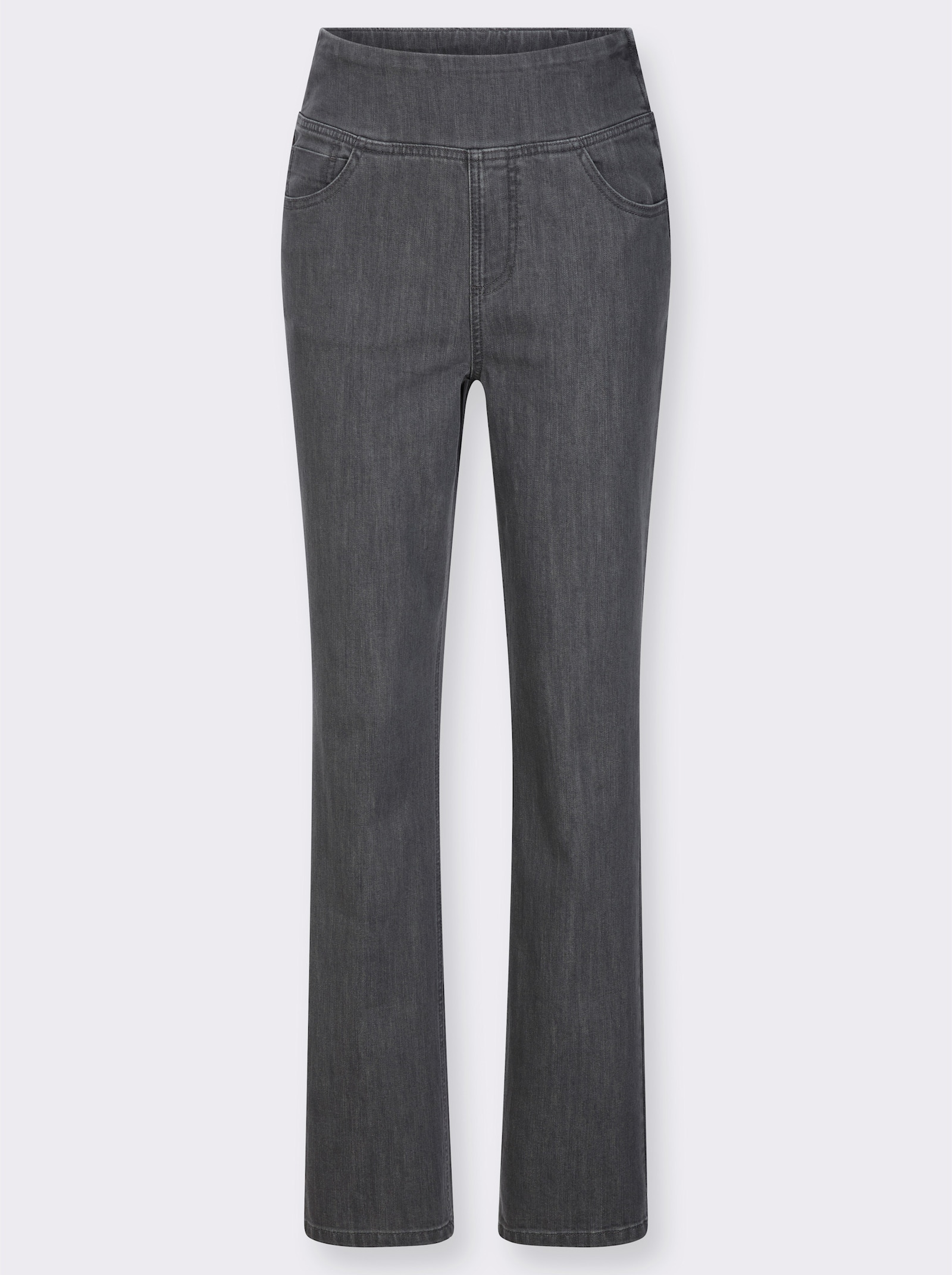 Gerade Jeans mit hohem Bund - grey-denim