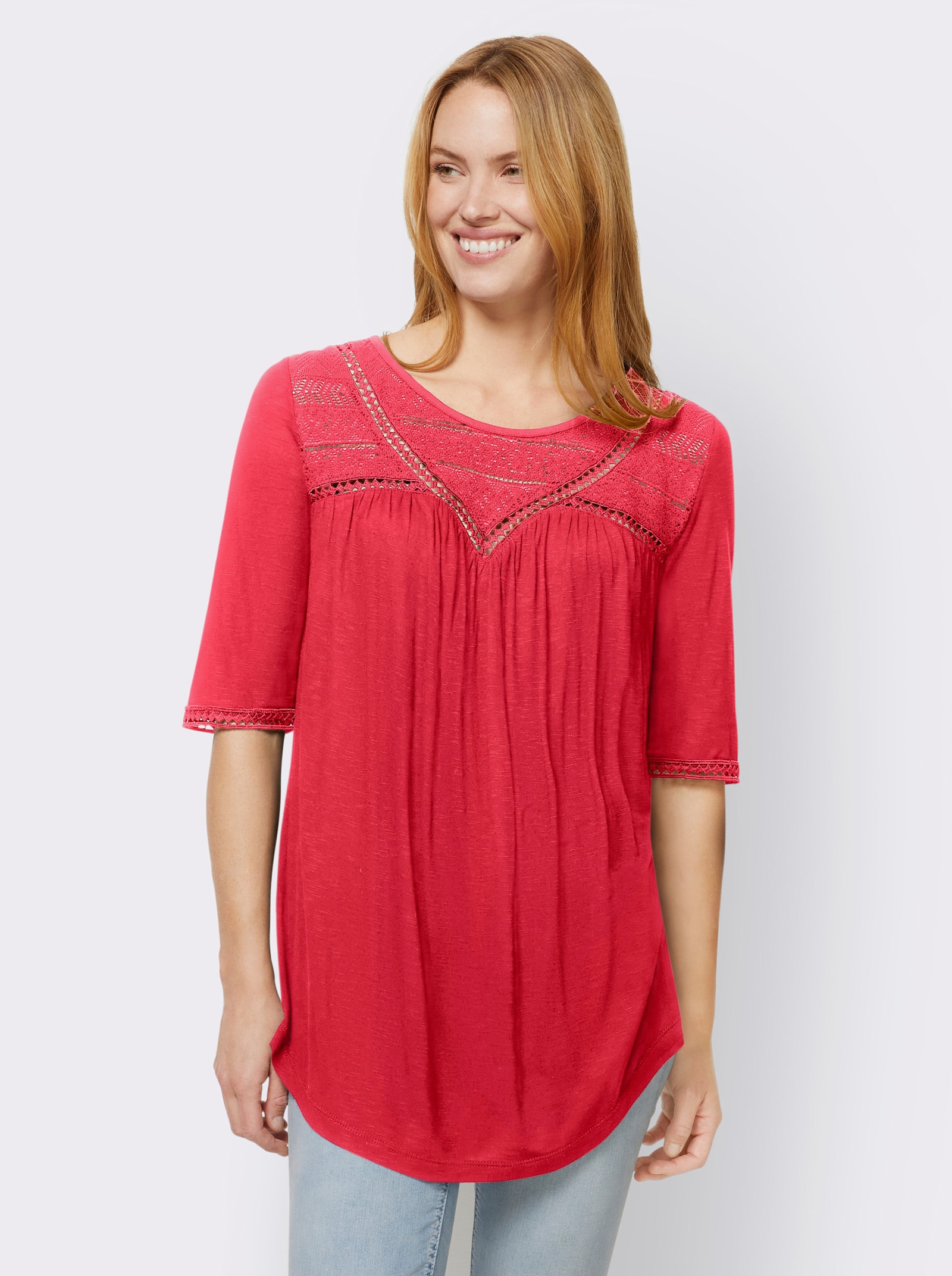 heine Shirt mit Spitze - rot