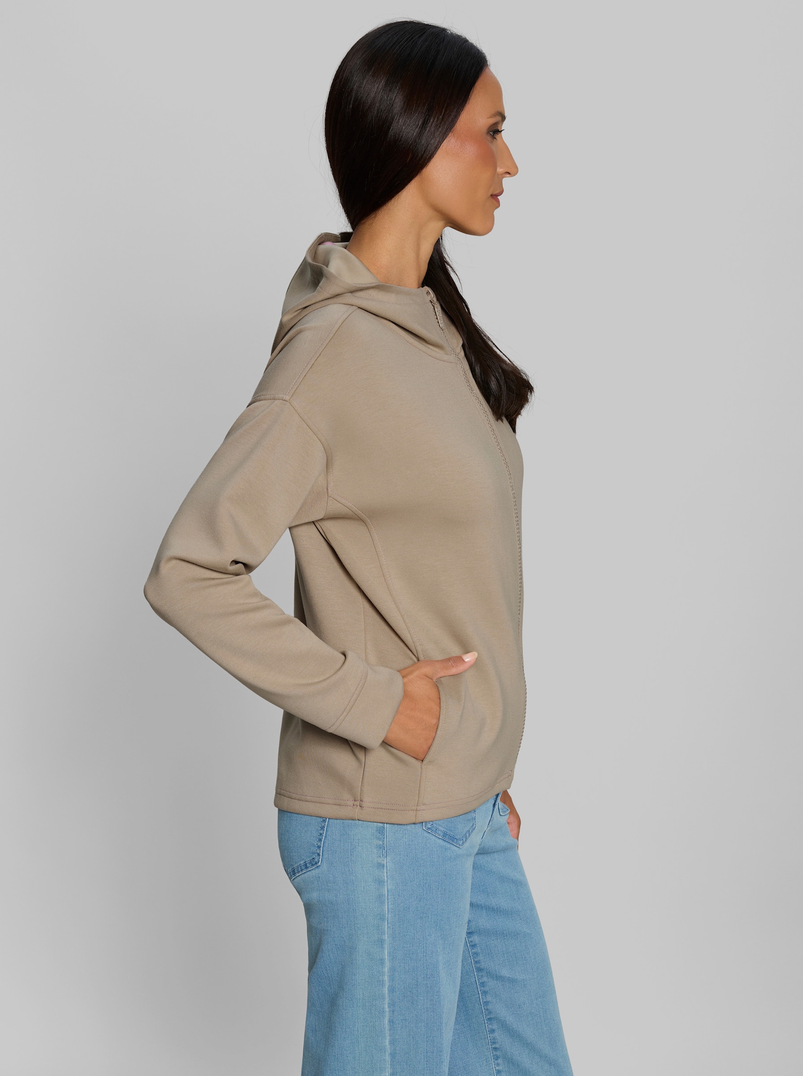 heine Shirtjacke mit Kapuze - beige