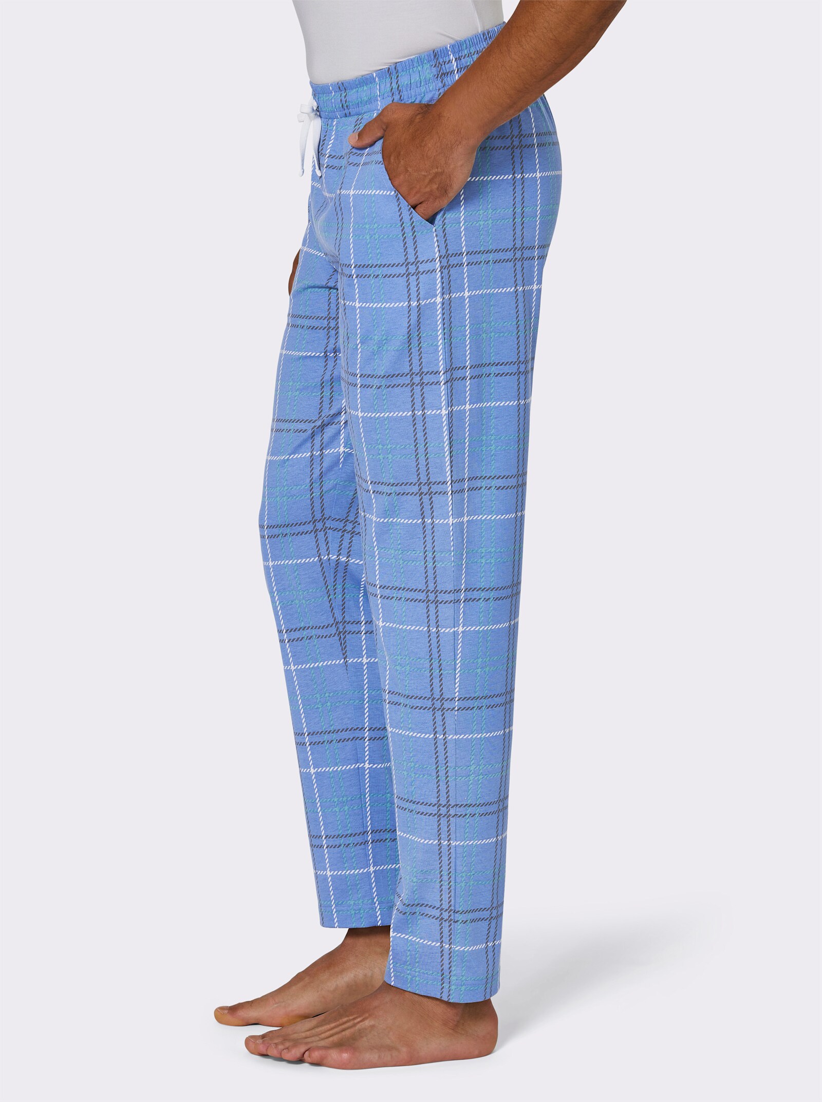 wäschepur men Hose lang - mittelblau-ozean-kariert