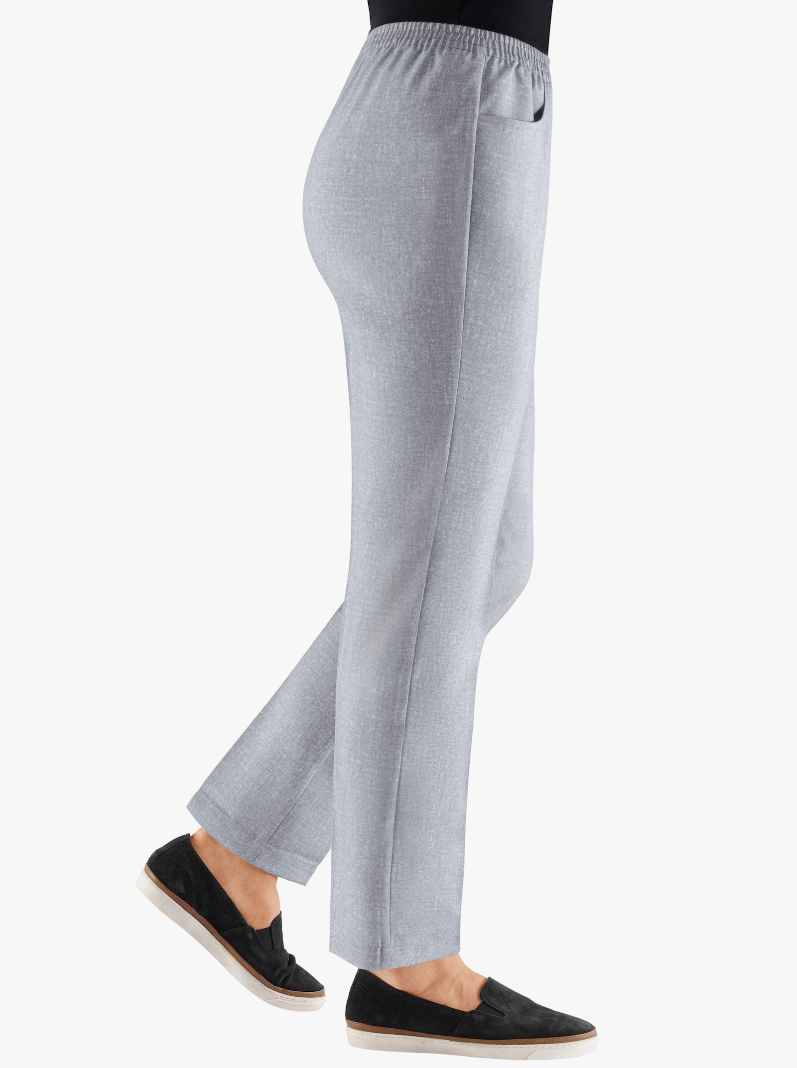 Comfortbroek in jeanslook - grijs gemêleerd + zwart gemêleerd