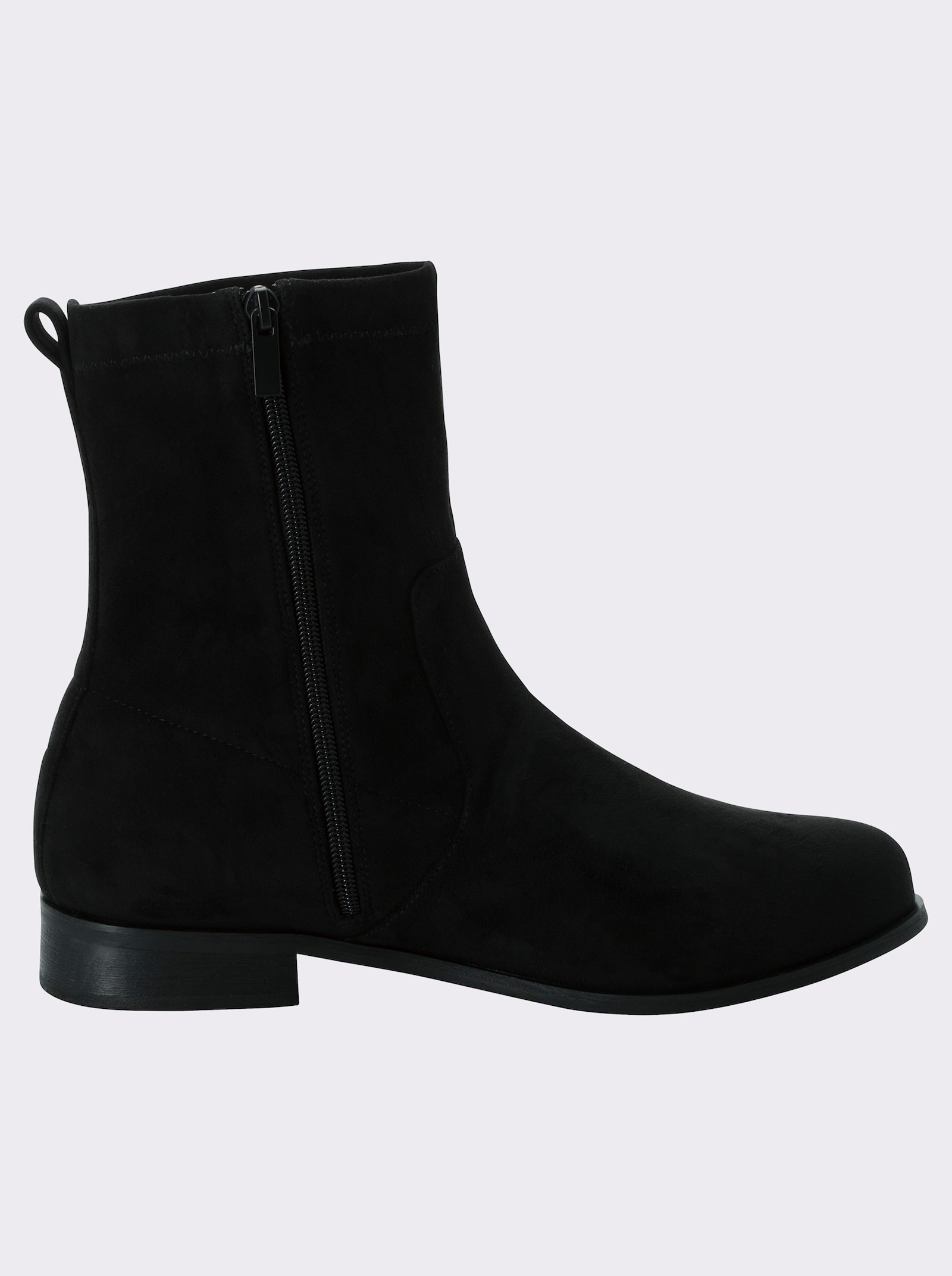 sheego Stiefelette in Wildleder-Optik - schwarz
