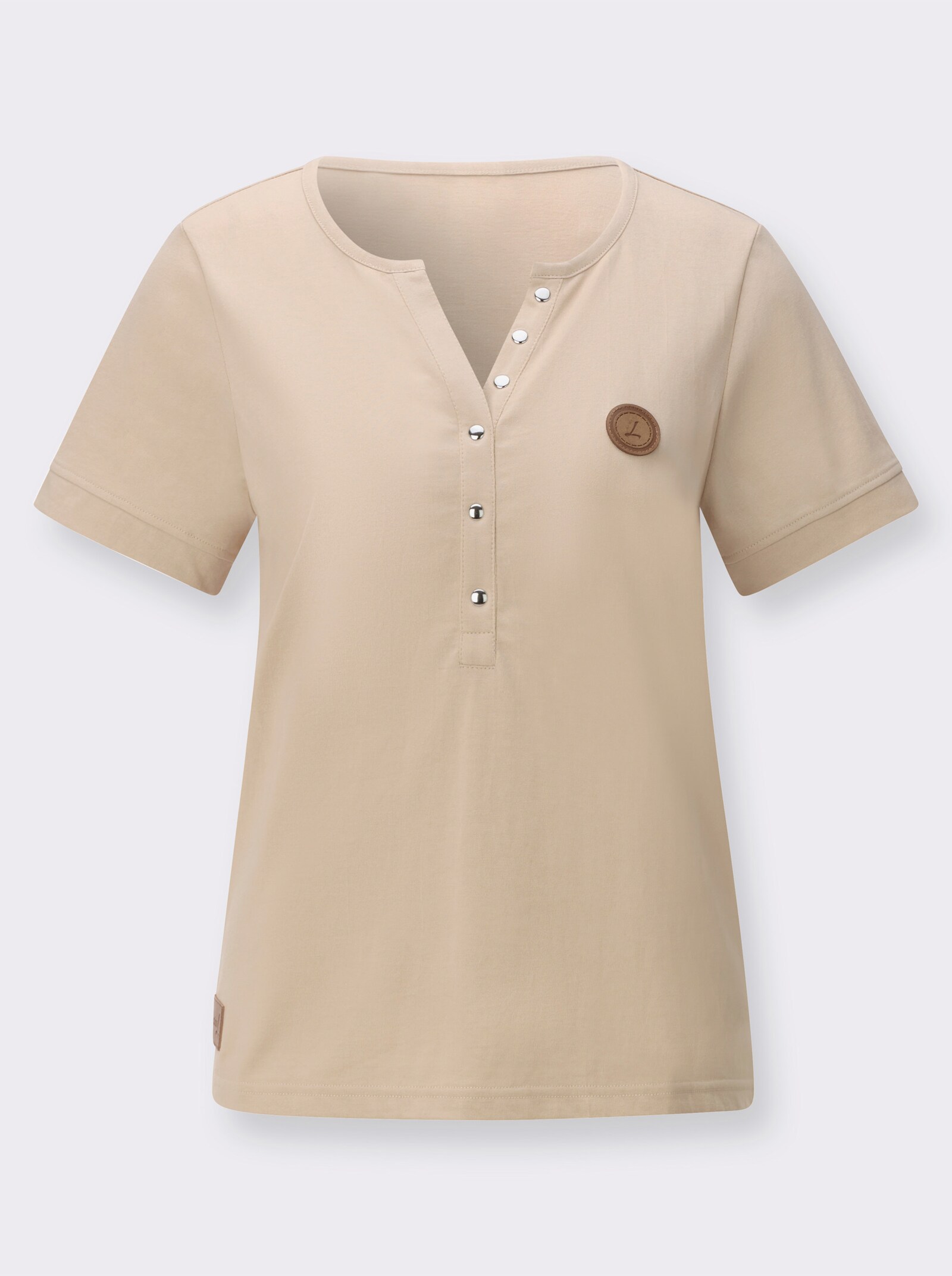 Kurzarmshirt aus reiner Baumwolle - beige