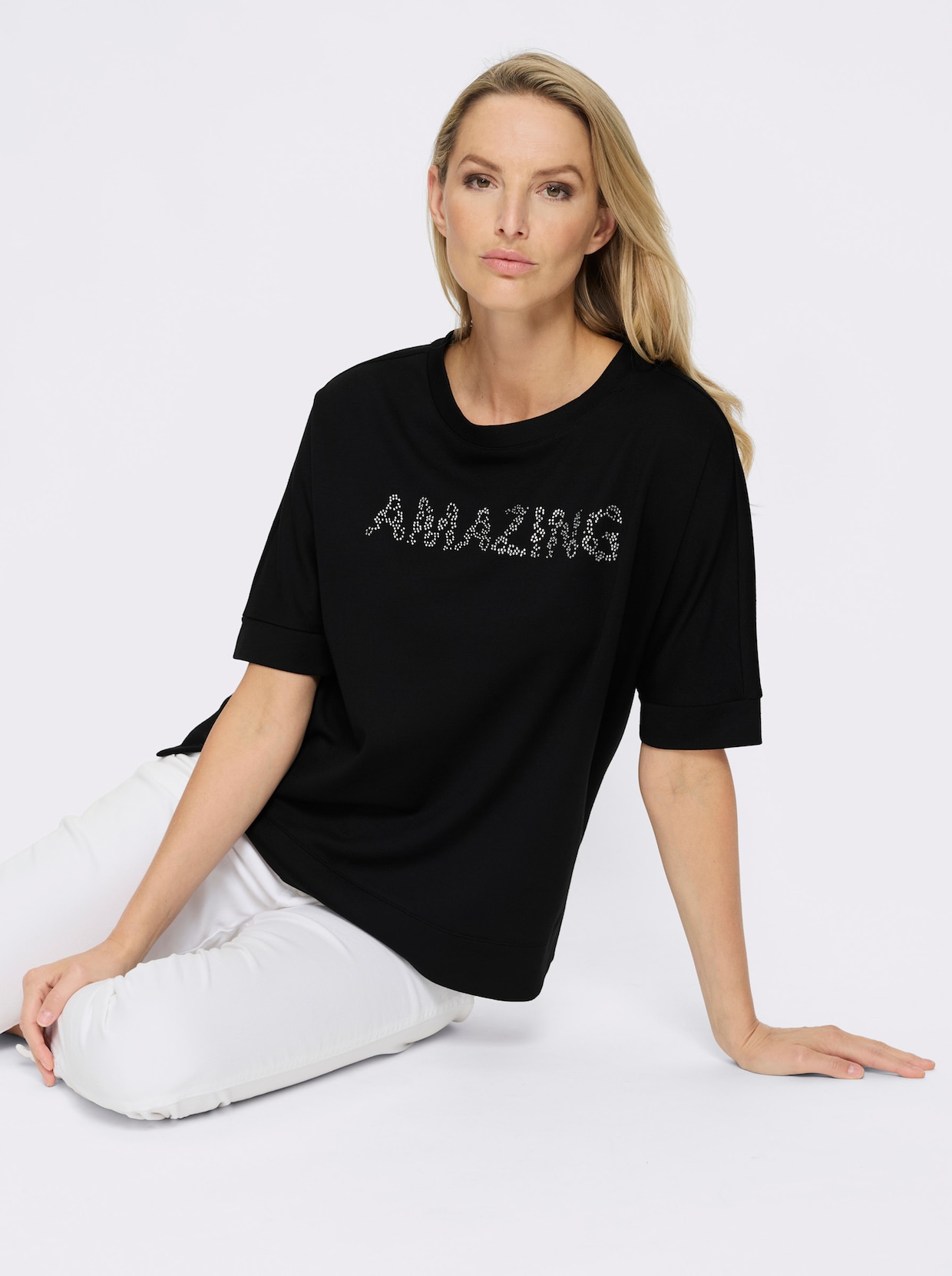 heine Sweatshirt mit Schriftzug - schwarz