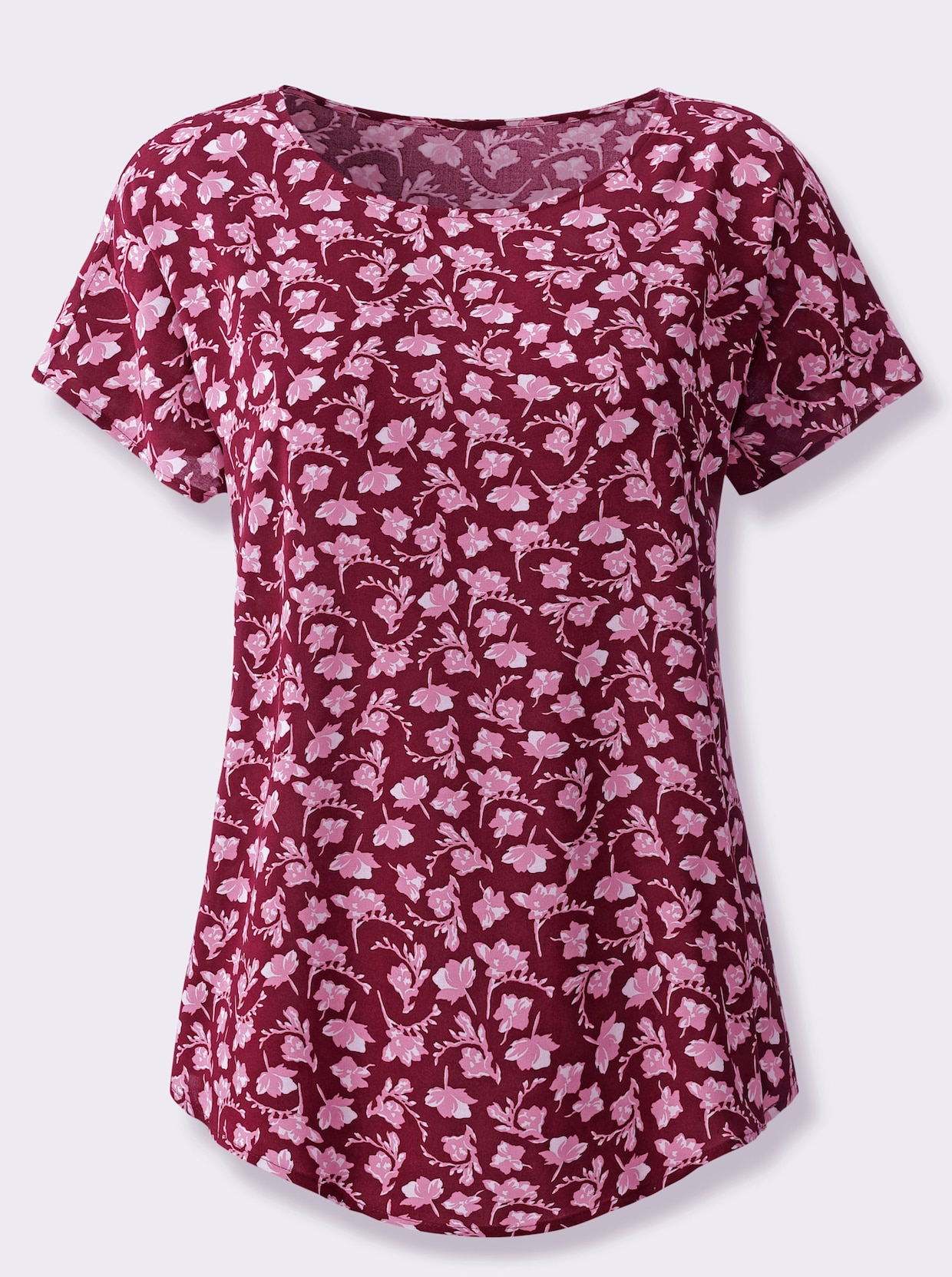Blusenshirt - bordeaux-weiß-bedruckt