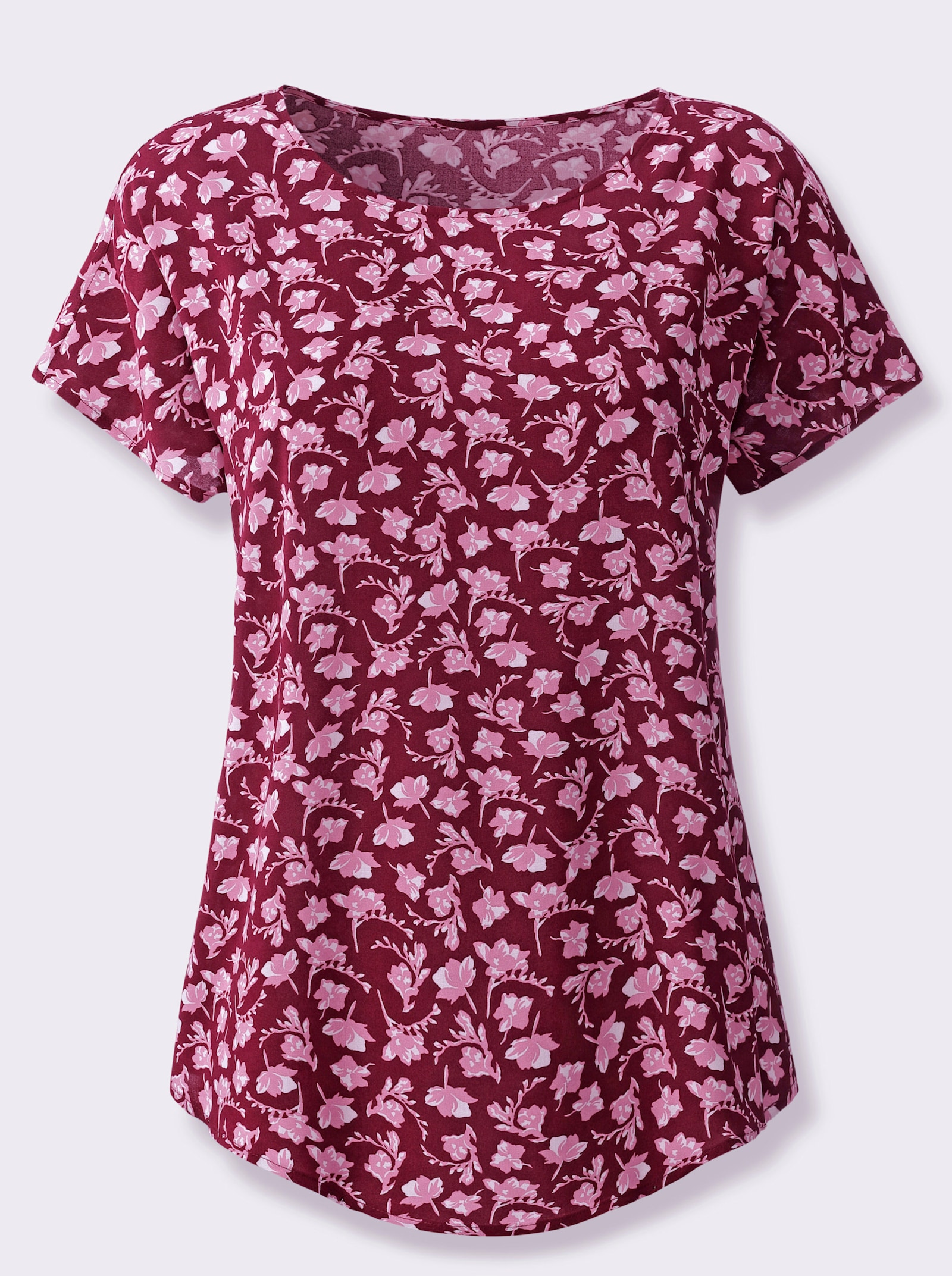 Blouseshirt met bloemdessin - bordeaux/wit bedrukt