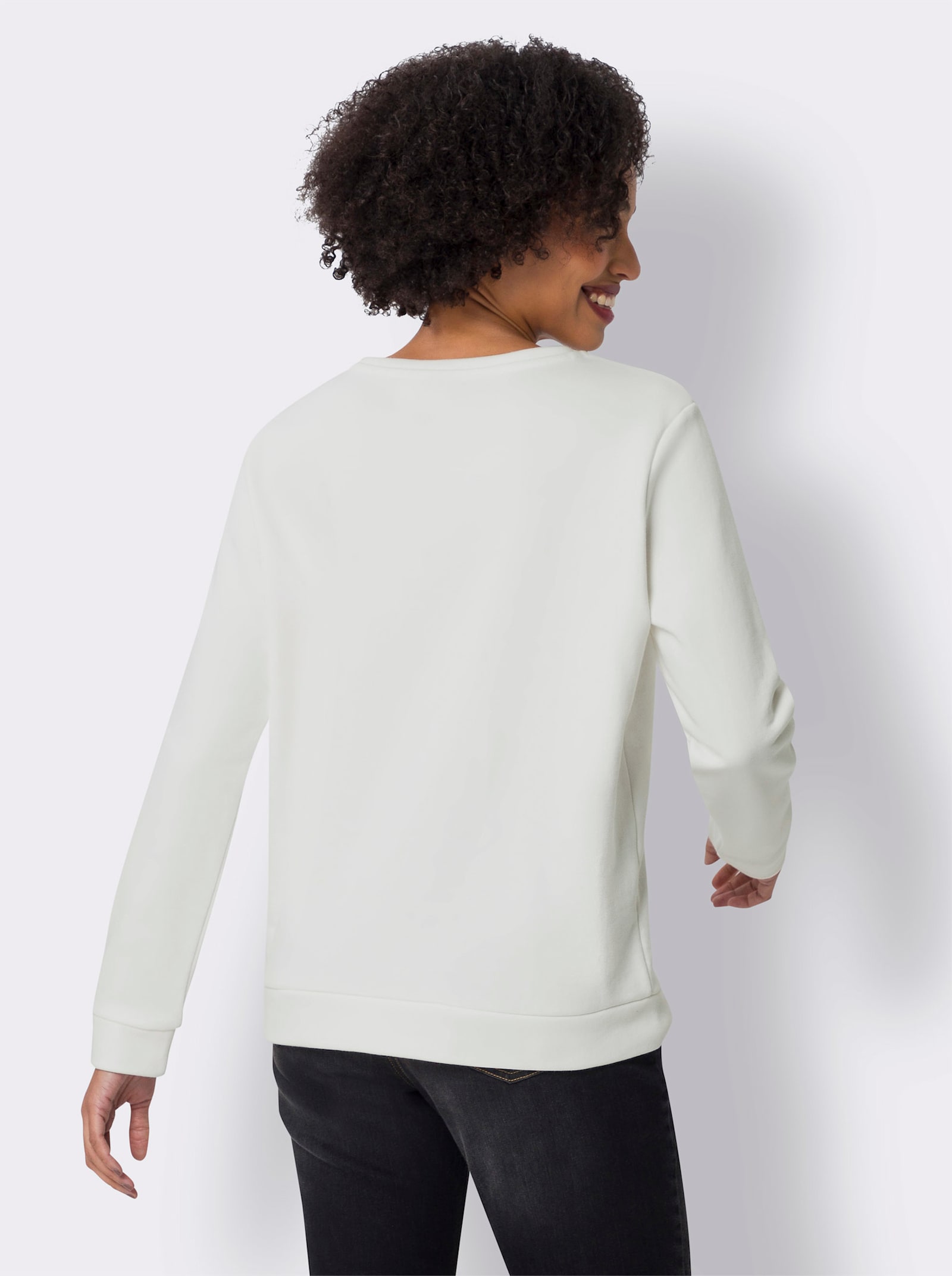 heine Sweatshirt mit Blumenstickerei - ecru