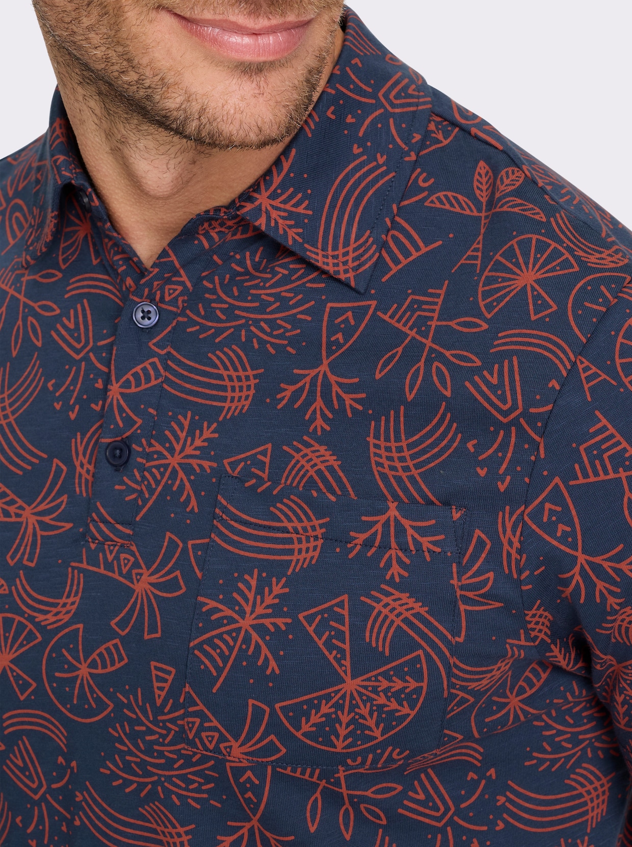 Marco Donati Kurzarmshirt - dunkelblau-bedruckt