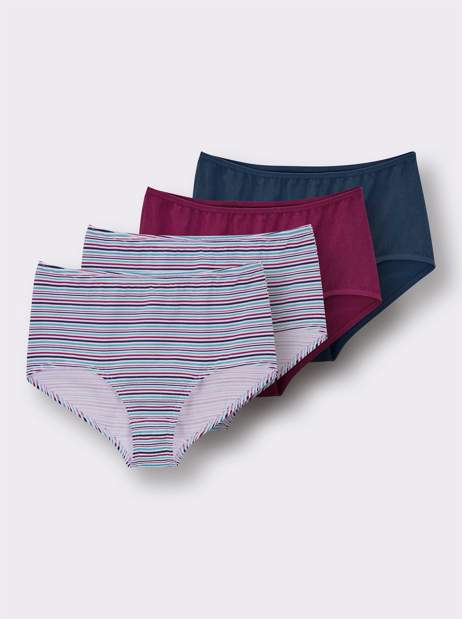 Taillenslip - 2x gestreift, 1x malve, 1x dunkelblau