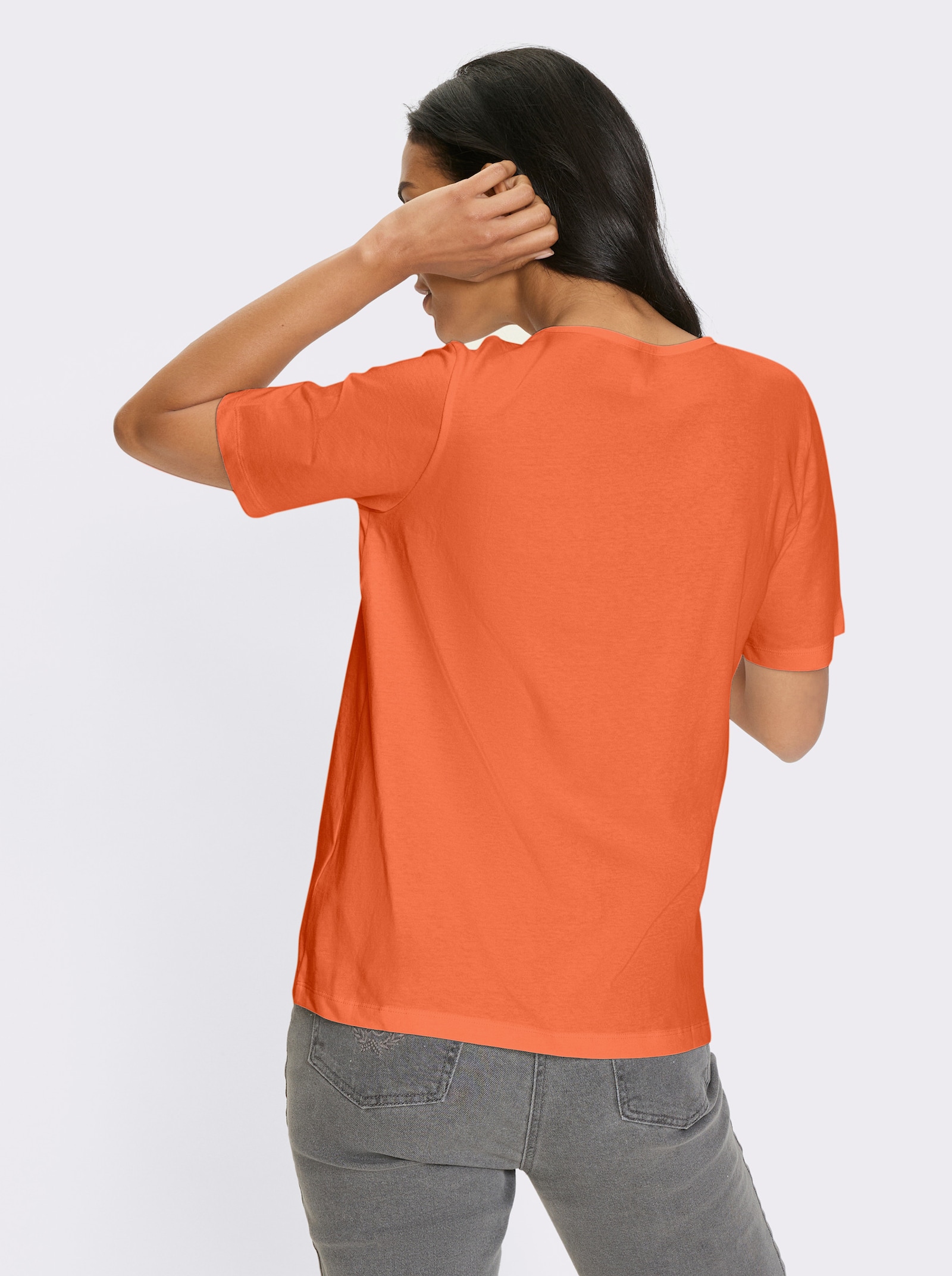 Shirt met korte mouwen en zilverkleurige accenten - oranje/fuchsia
