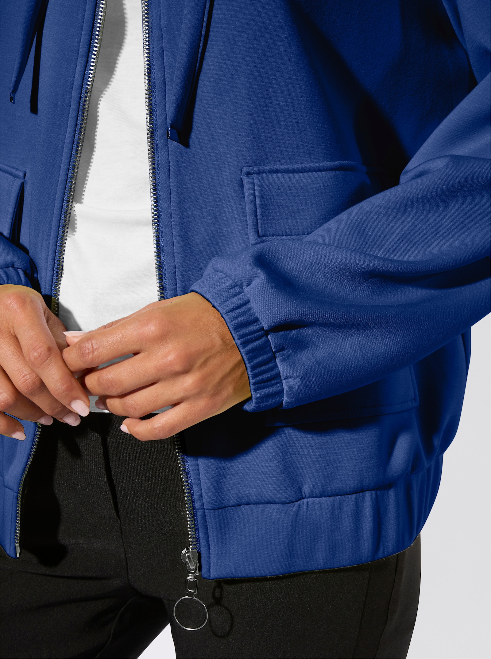 Sweatjacke mit Kapuze - royalblau