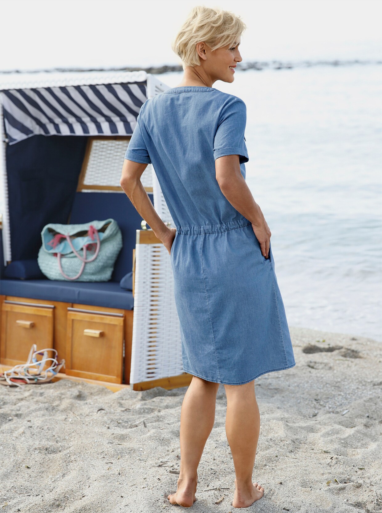 Robe chemisier - bleu blanchi