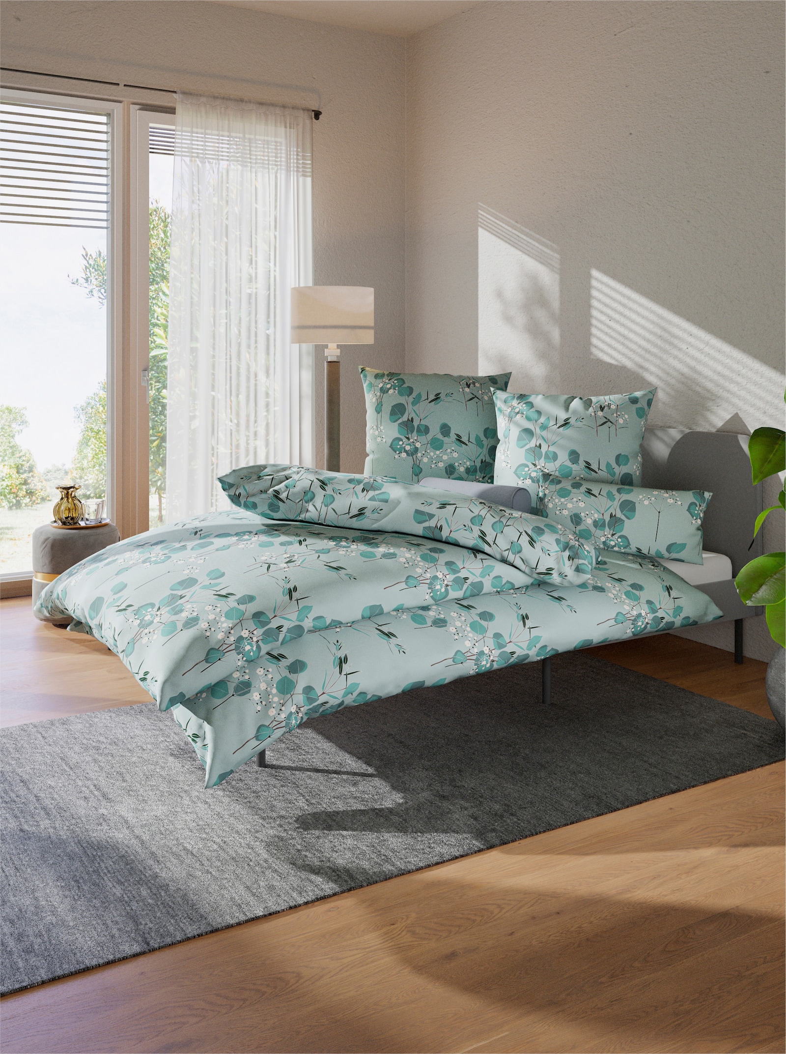 wäschepur Bettwäsche - kalkmint-salbei-bedruckt