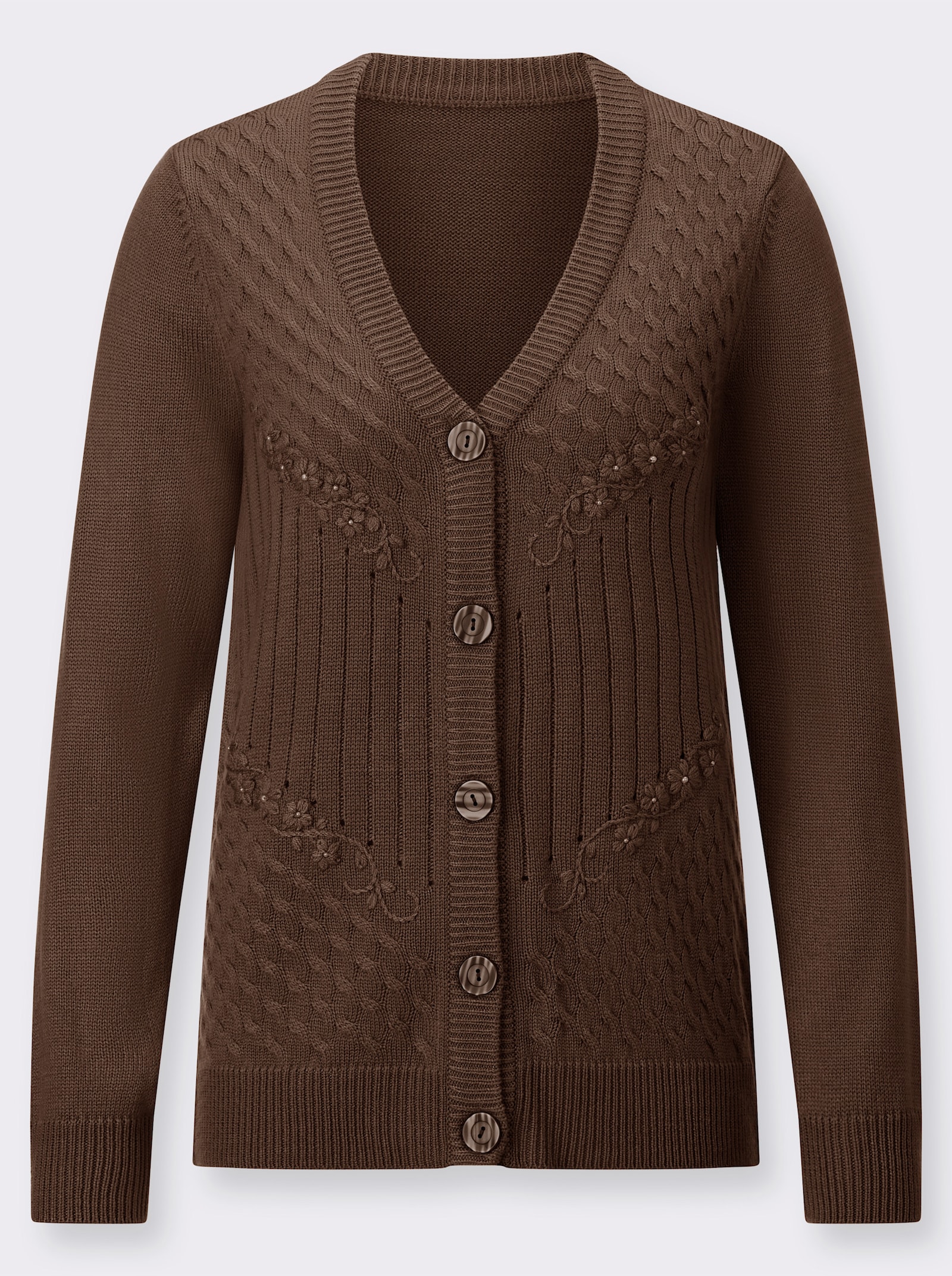 Strickjacke mit weichem Griff - schoko