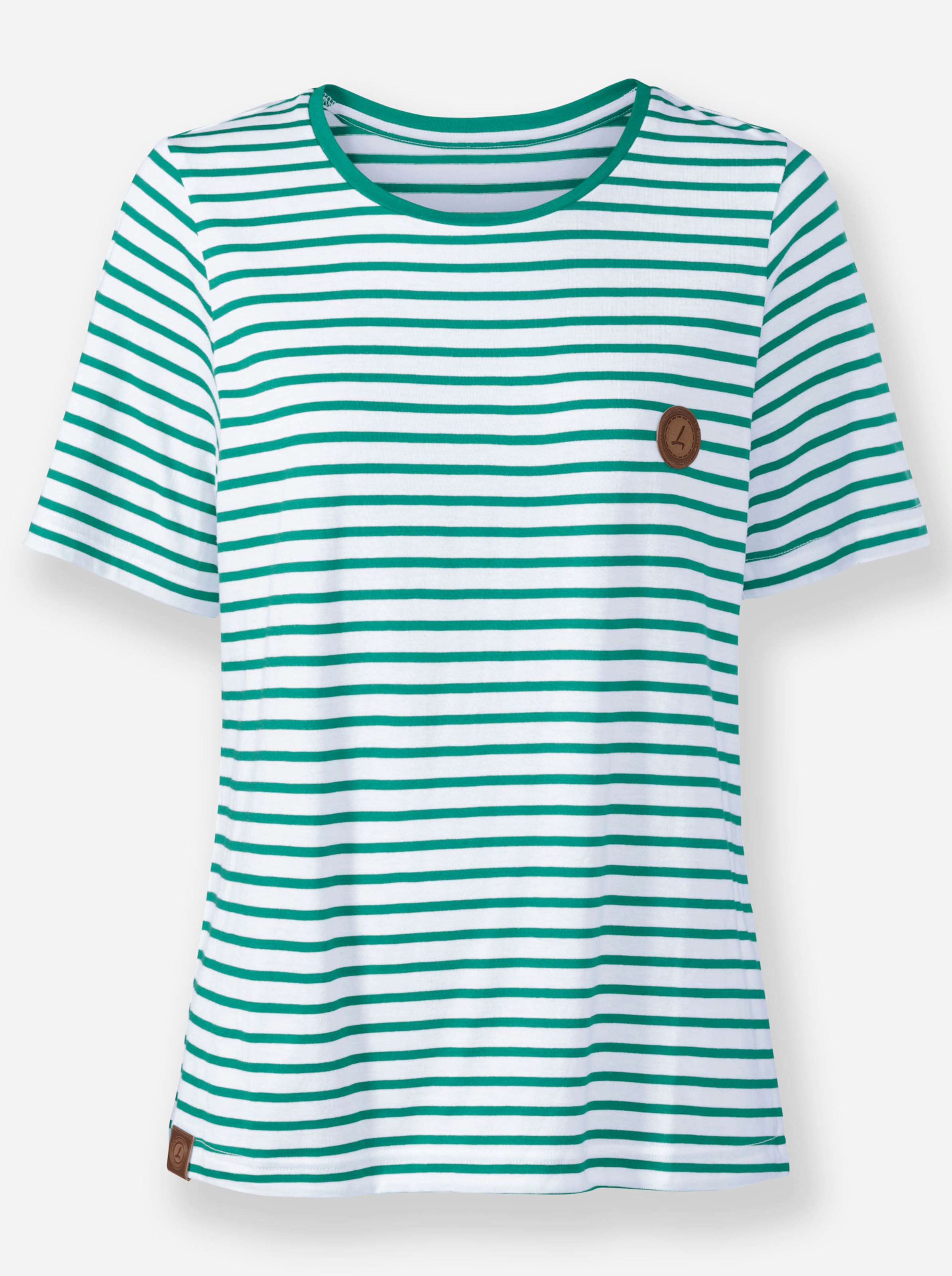 Sheego Damen Smaragd-Weiß-Gestreift Shirt - Bild 2