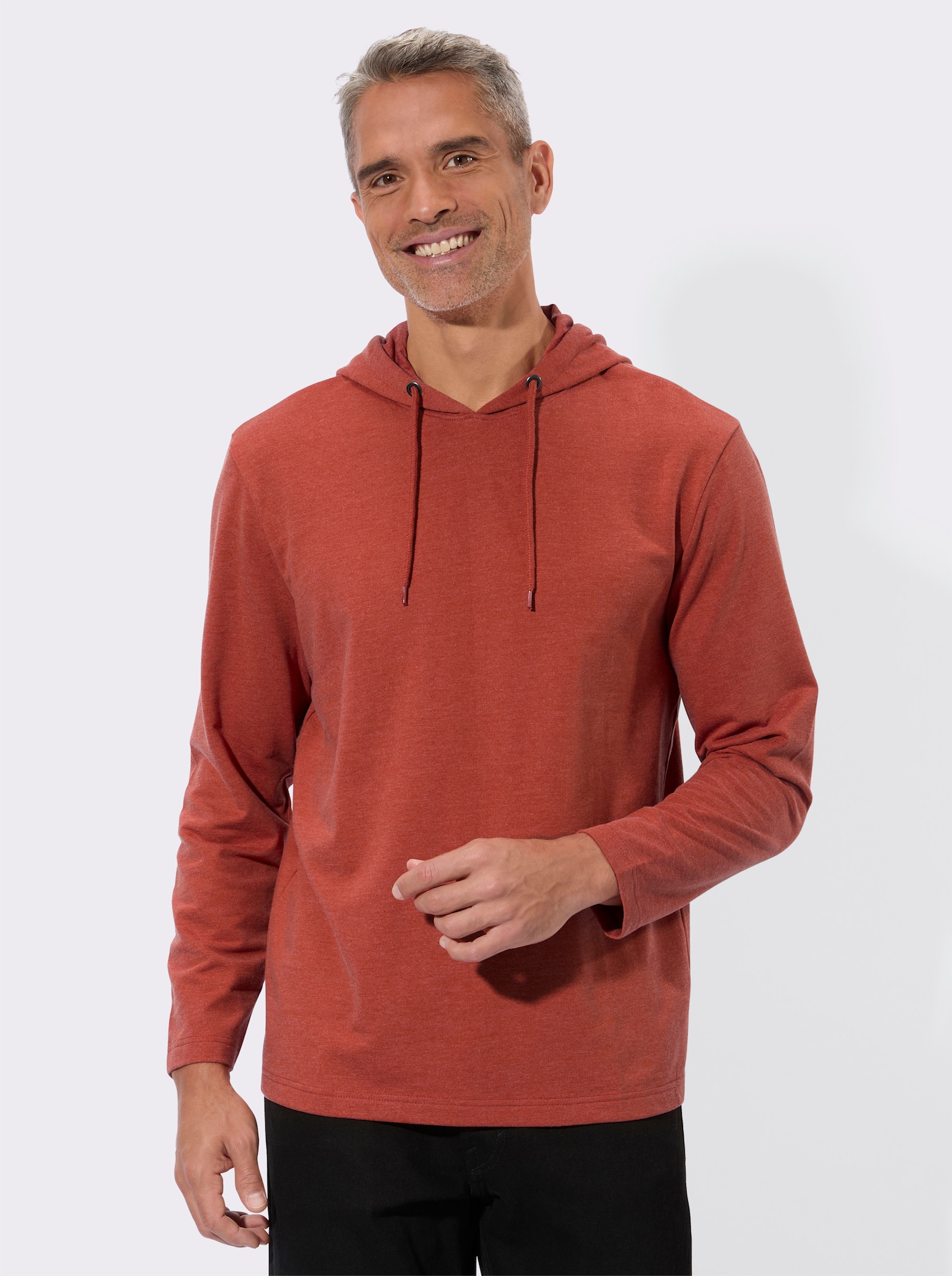 Mikina, kapucňa, viazačka - Hrdzavočervený melír