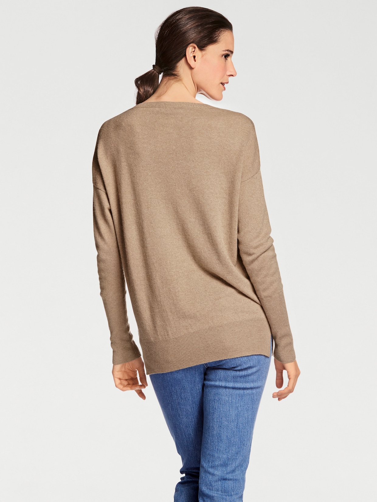 heine Pullover met V-hals - camel