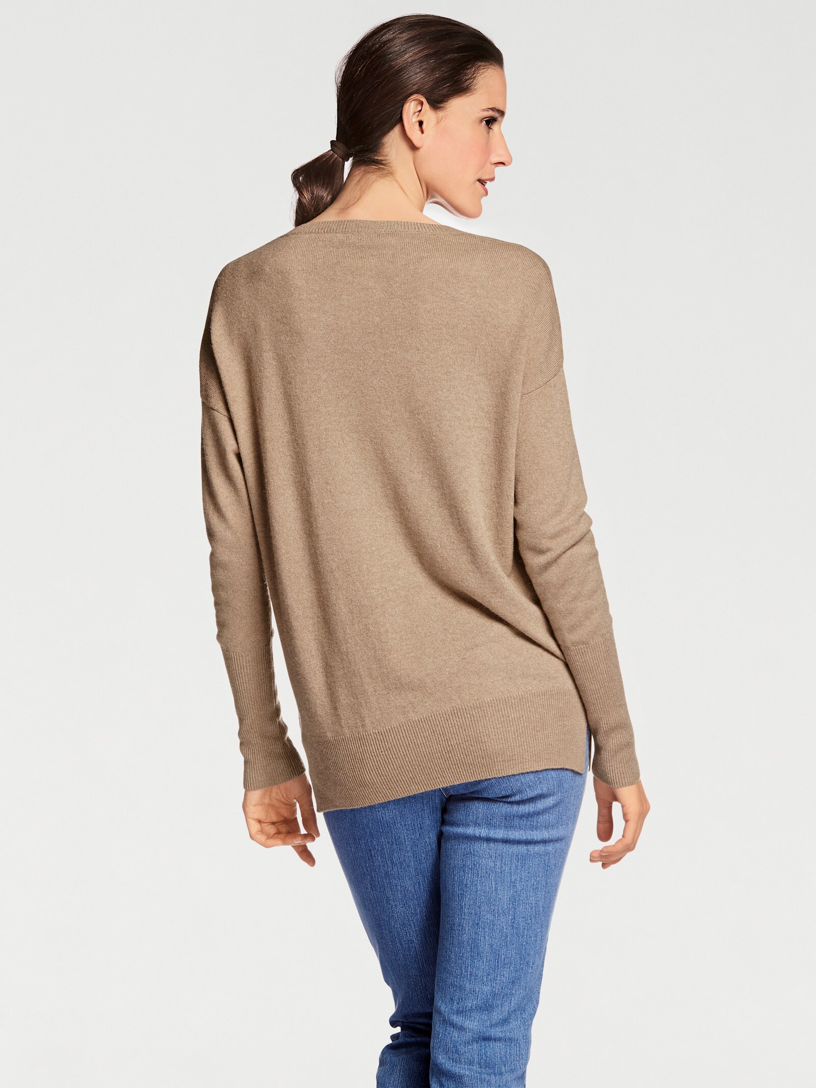 heine Kaschmirpullover mit V-Ausschnitt - camel