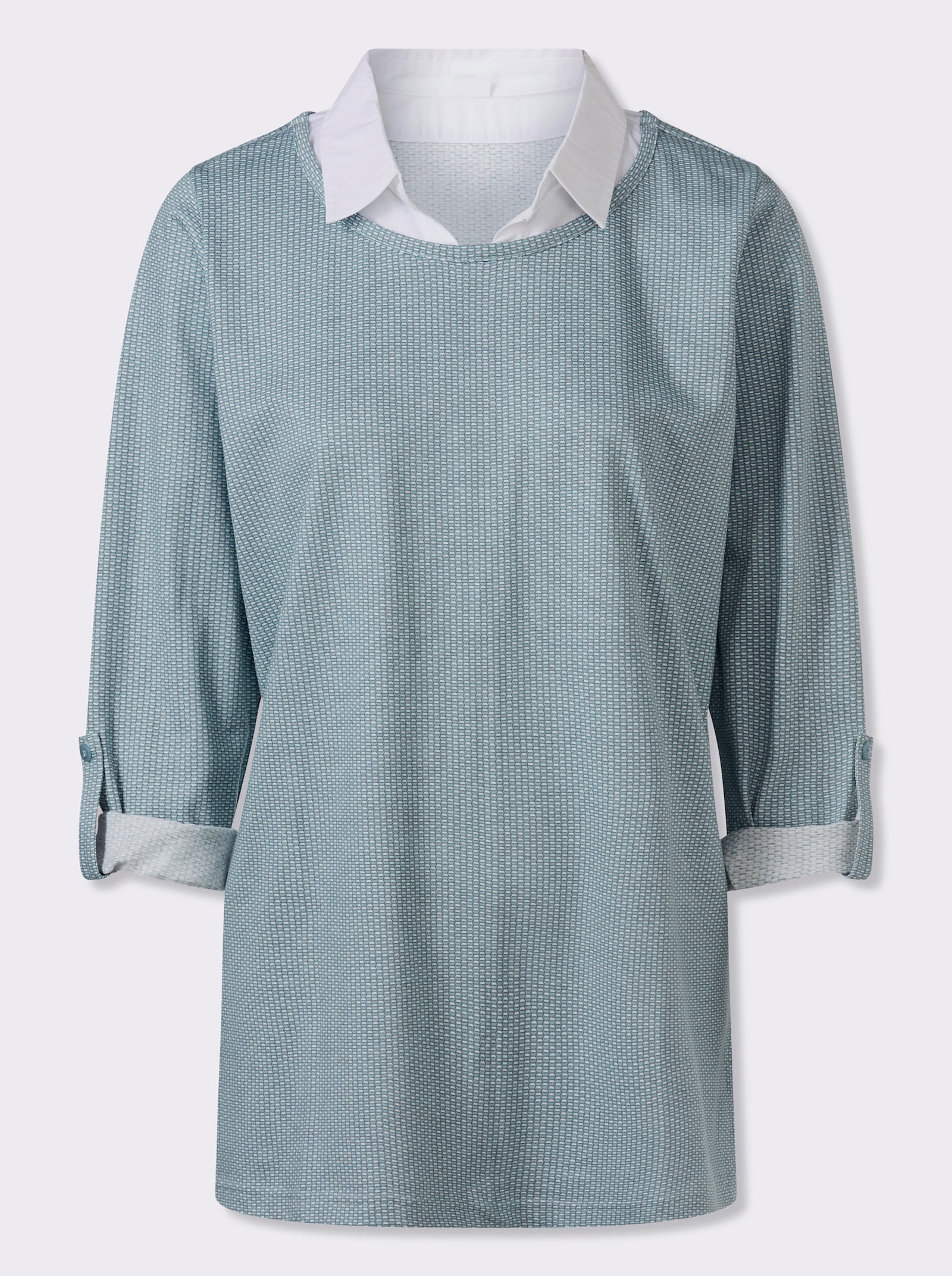 Lang shirt in 2-in-1-look - mint/oceaan bedrukt