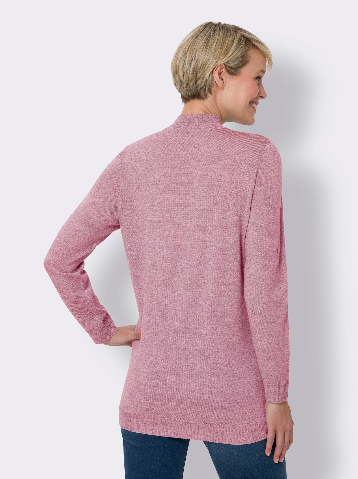 Lange pullover - oudroze/ecru gemêleerd