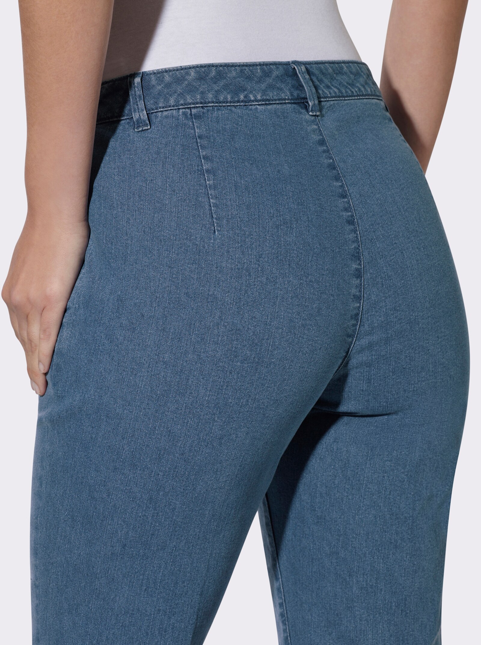 Jeans mit seitlichen Reißverschlüssen - blue-bleached