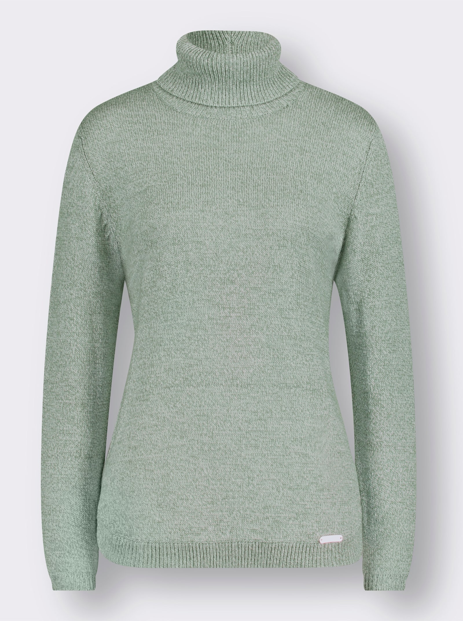 Rollkragenpullover in Melange-Qualität - jade-kalkmint-meliert