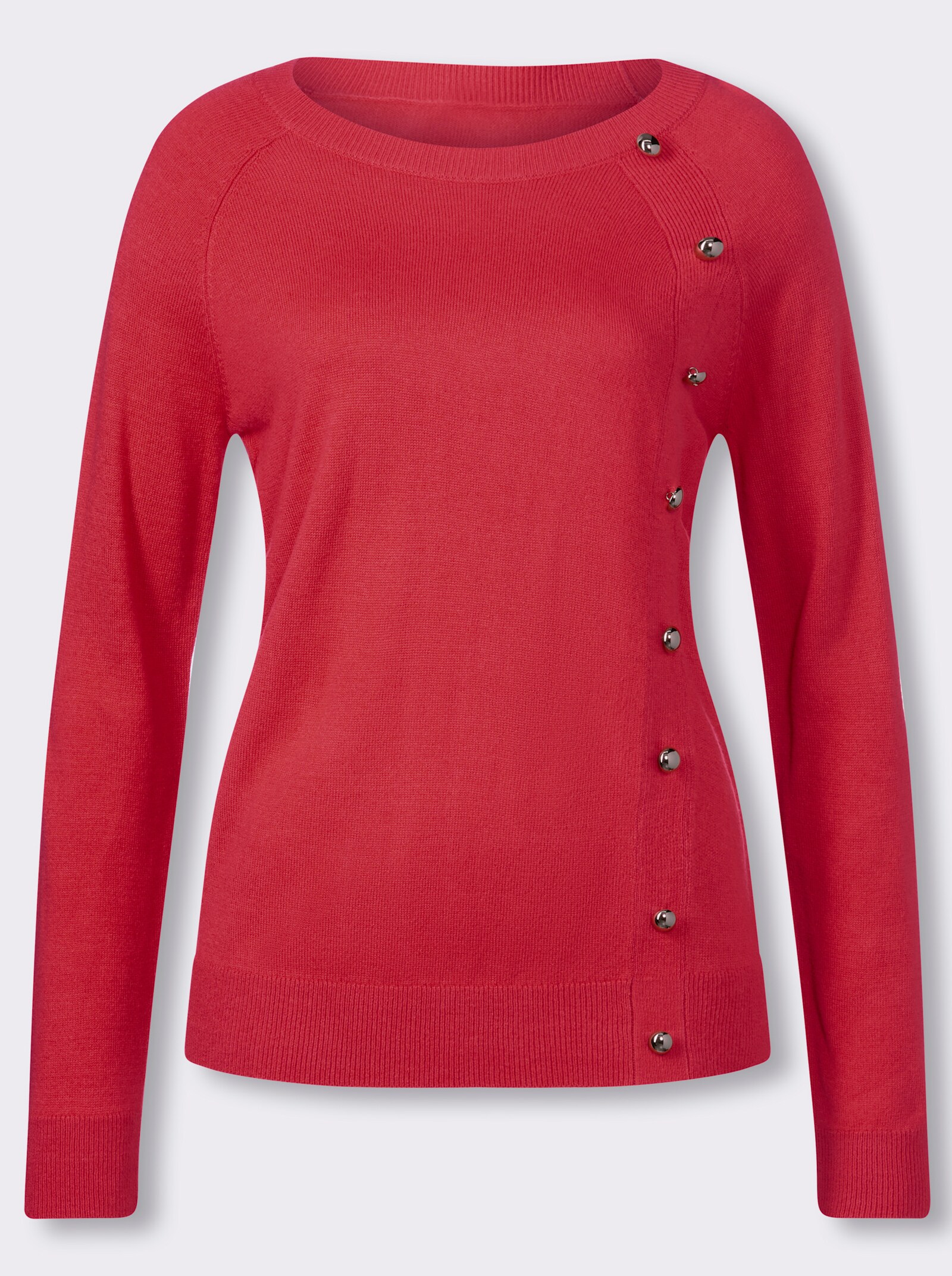 Langarm-Pullover mit Zierknöpfen - hummer