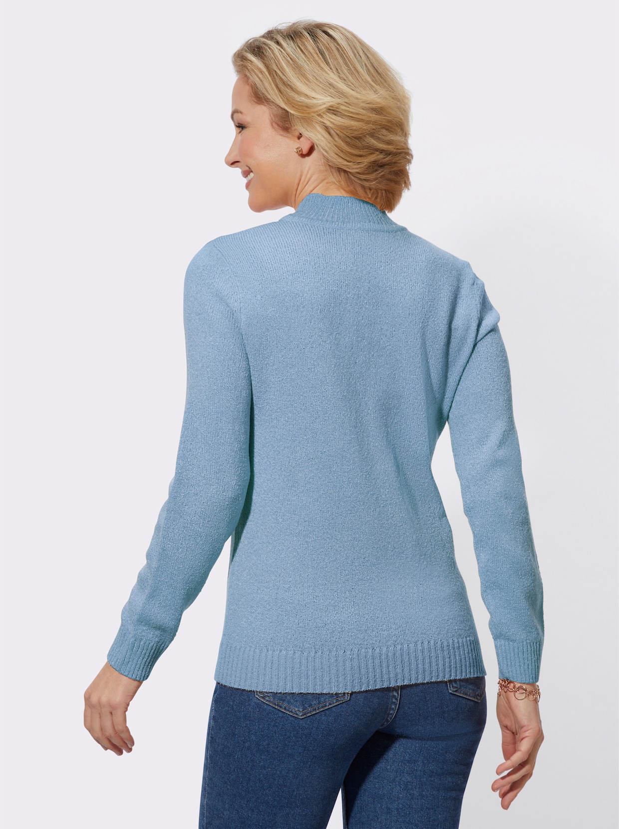 Bouclé-pullover - lichtblauw