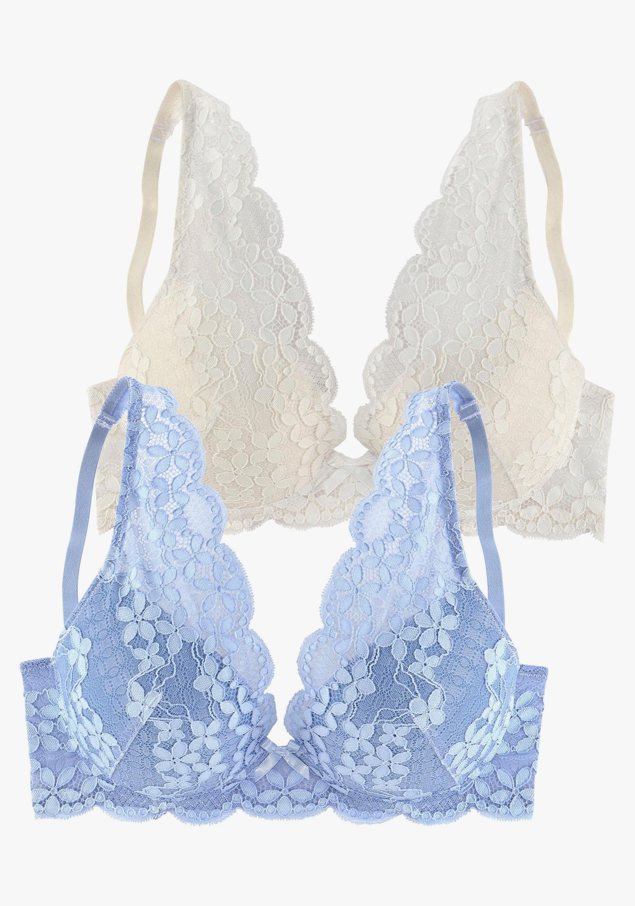 petite fleur Push-up-BH - himmelblau+creme