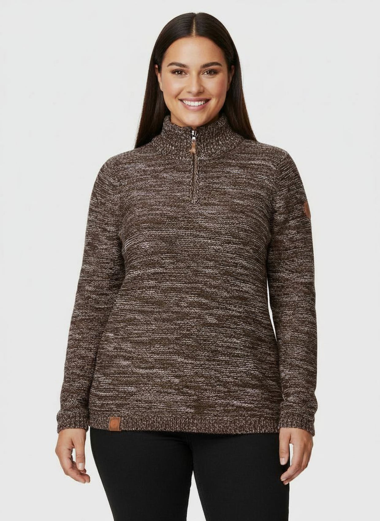 Troyer mit gerippten Abschlüssen - schoko-meliert