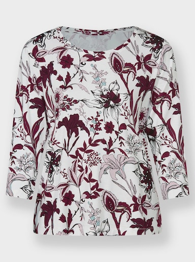 Print-Shirt - ecru-burgund-bedruckt