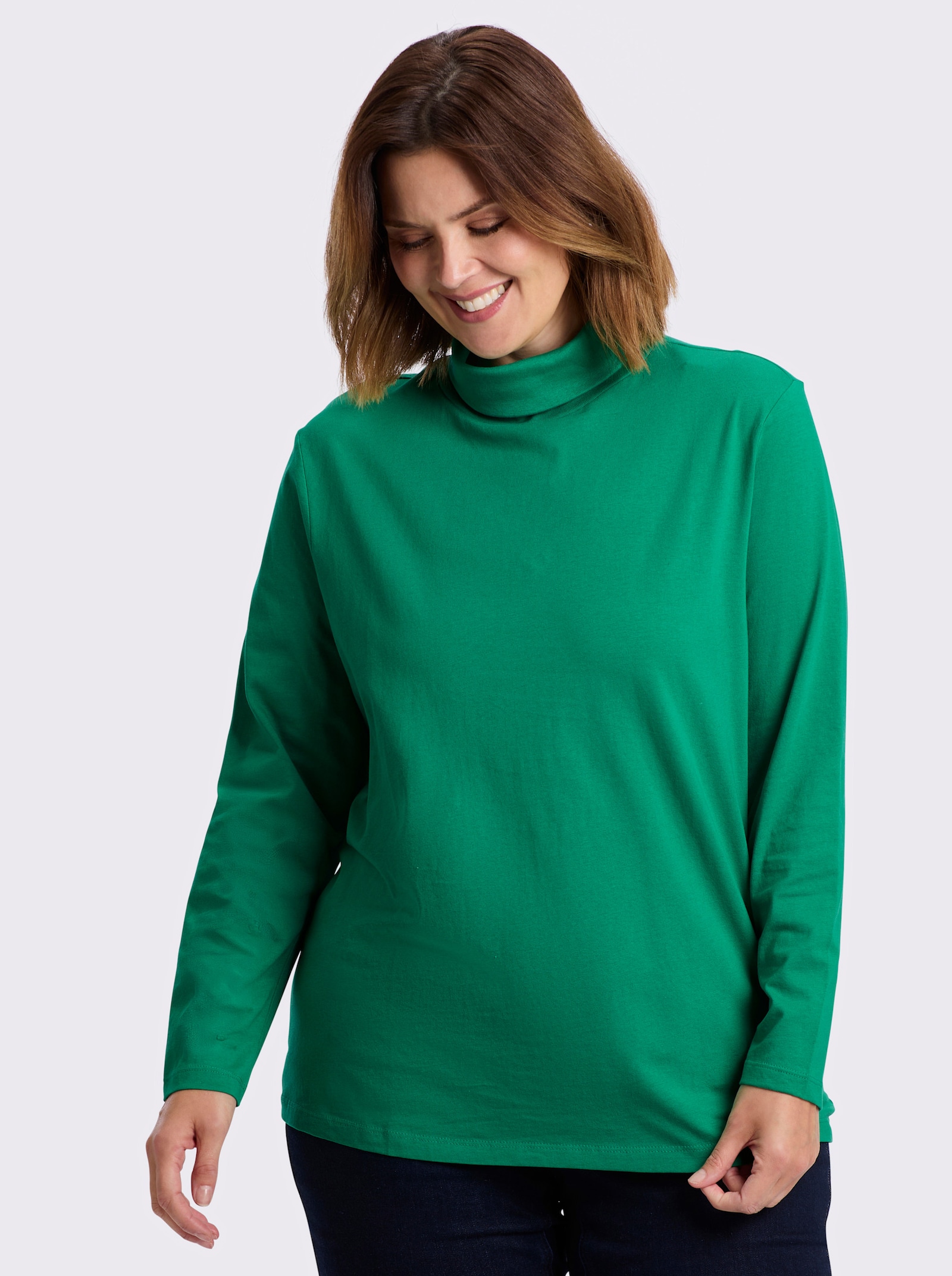Rollkragenshirt mit langen Ärmeln - smaragdgrün