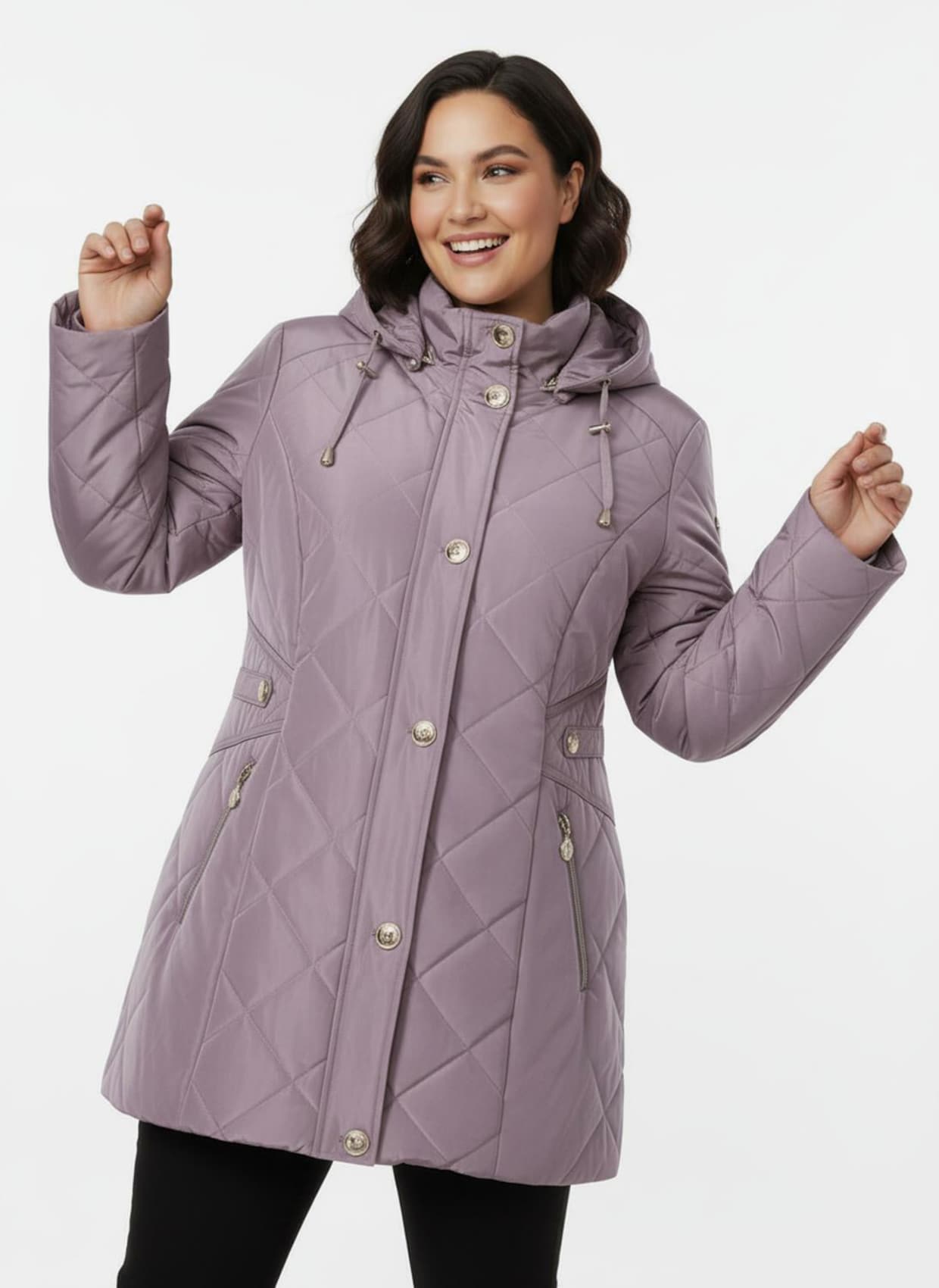 Steppjacke mit knöpfbarer Innentasche - mauve