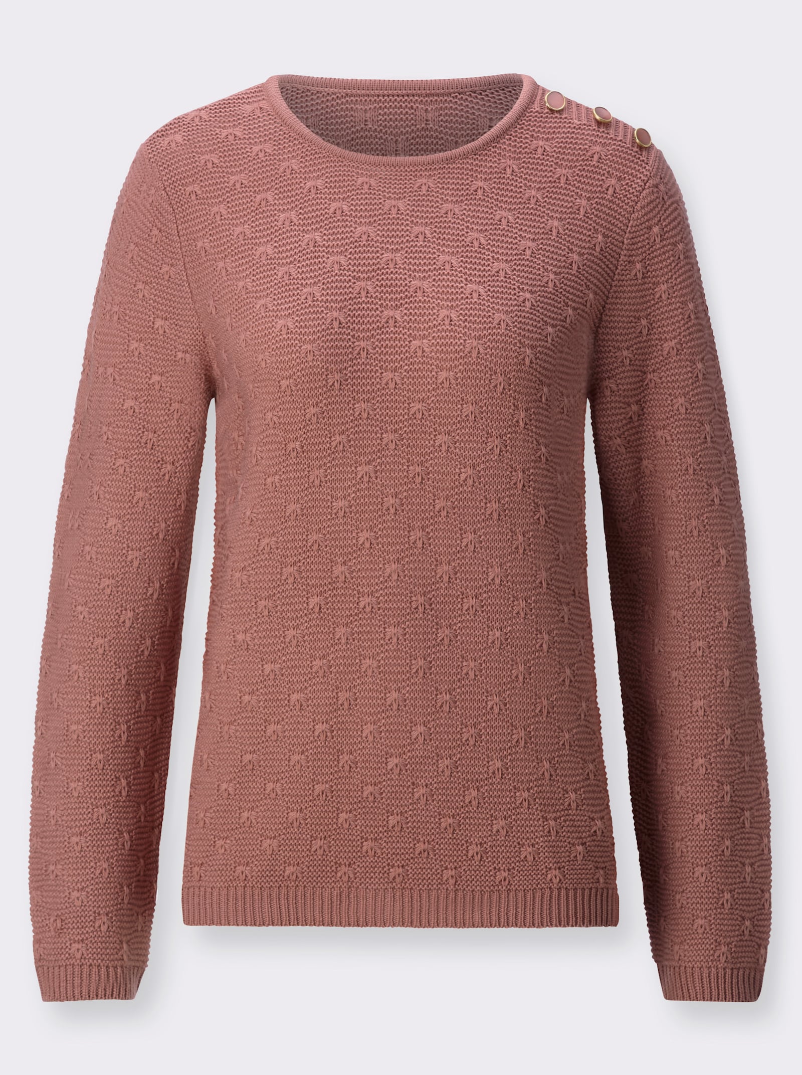 Strickpullover mit Knöpfen an der Schulter - rosenholz