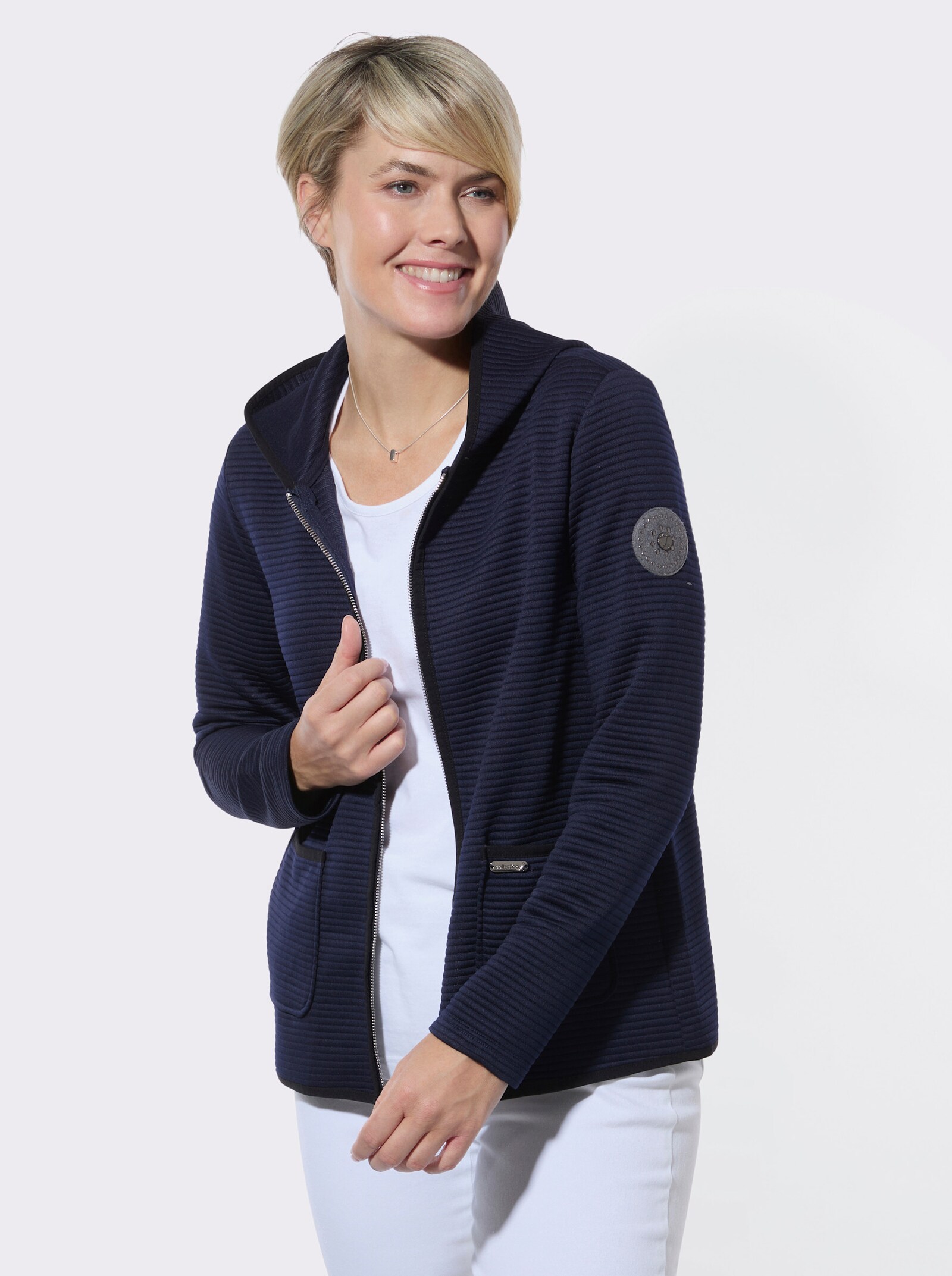 Shirtblazer mit Kapuze - marine