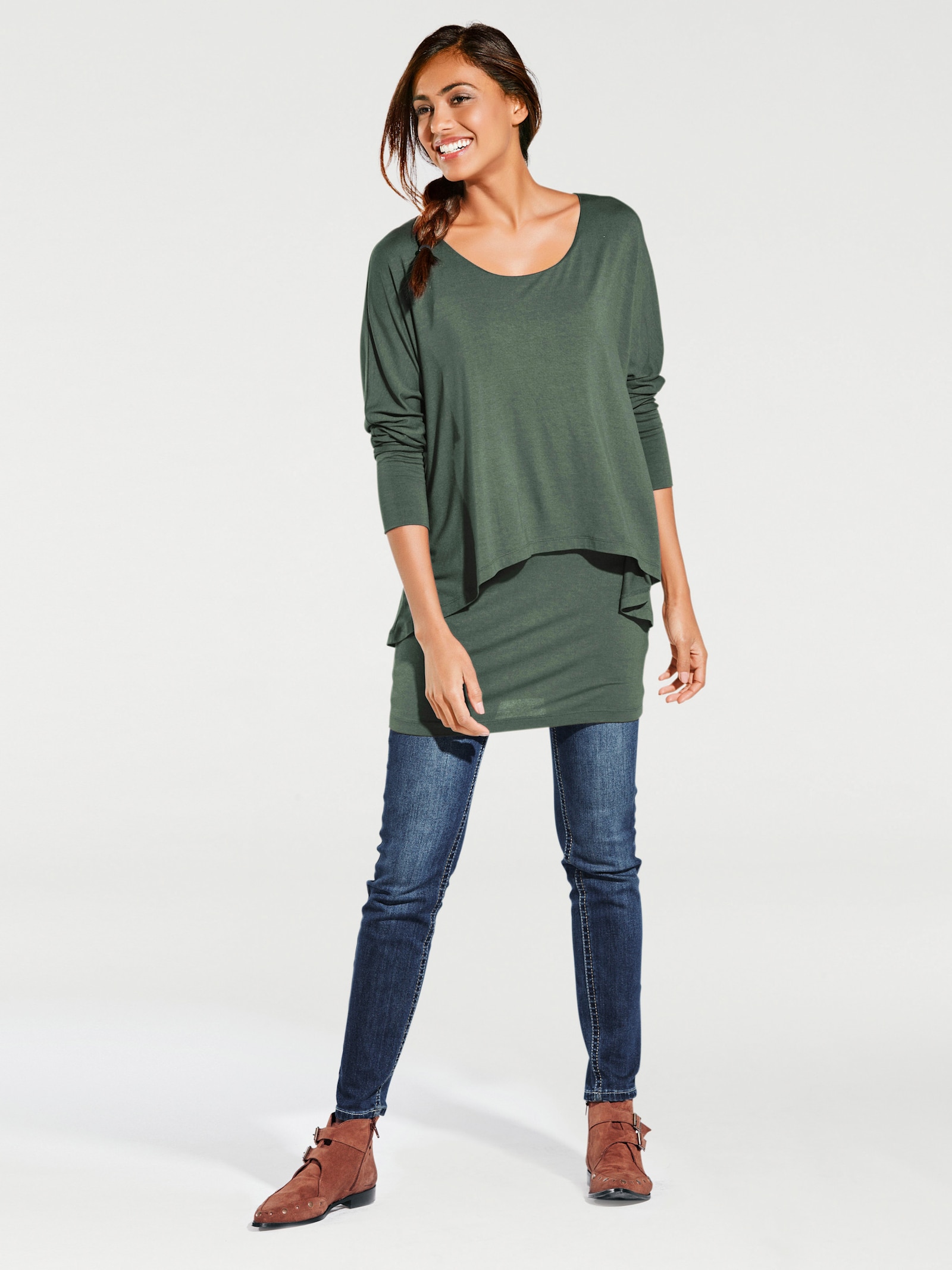 heine Rundhalsshirt mit Fledermaus-Ärmeln - salbei